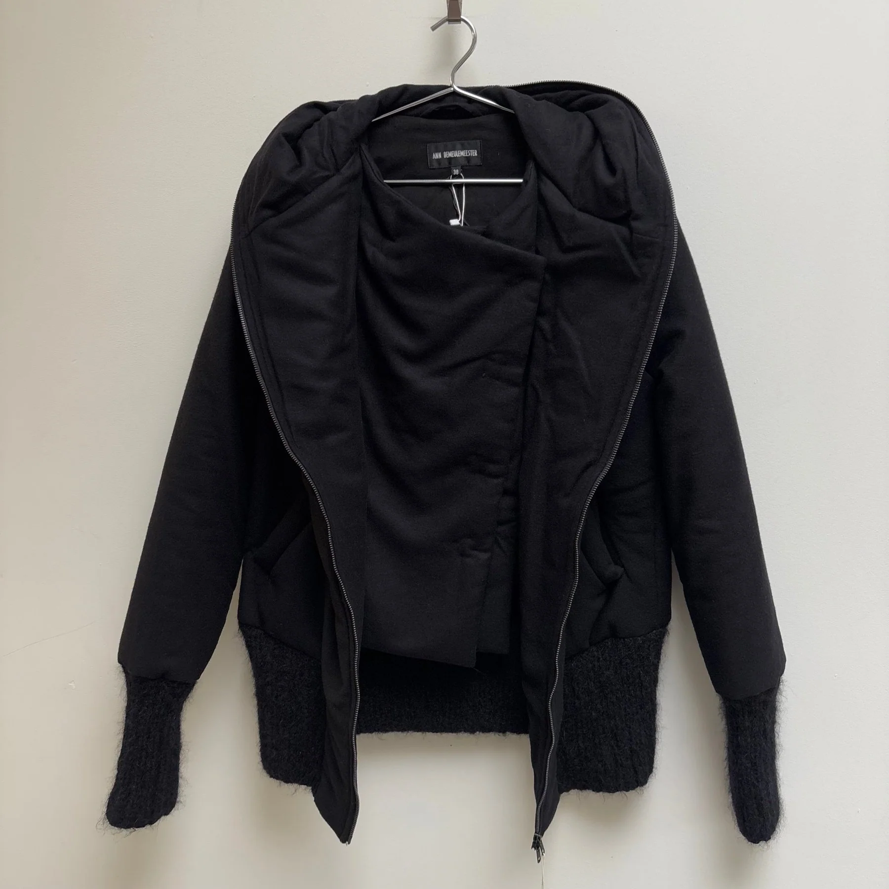 FW18 Ann Demeulemeester Wool Hooded Layered Jacket - Image 8
