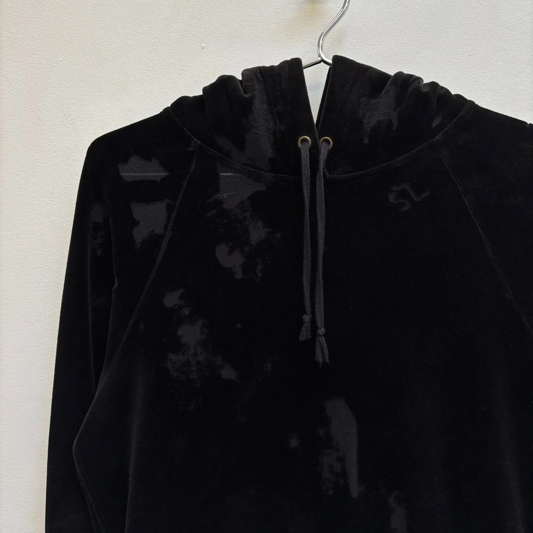 FW18 Saint Laurent Paris Distressed Velvet Hoodie - Image 3