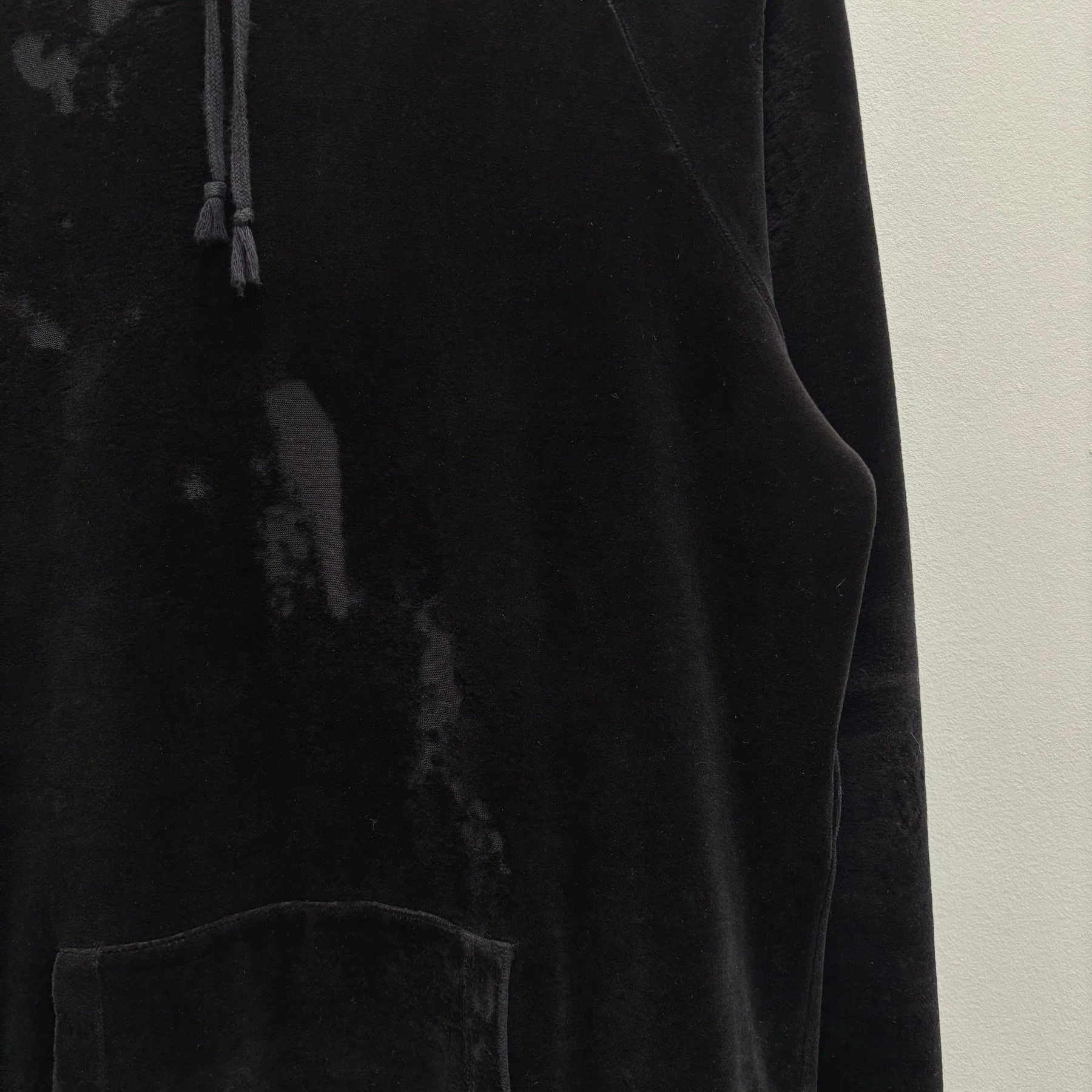 FW18 Saint Laurent Paris Distressed Velvet Hoodie - Image 4