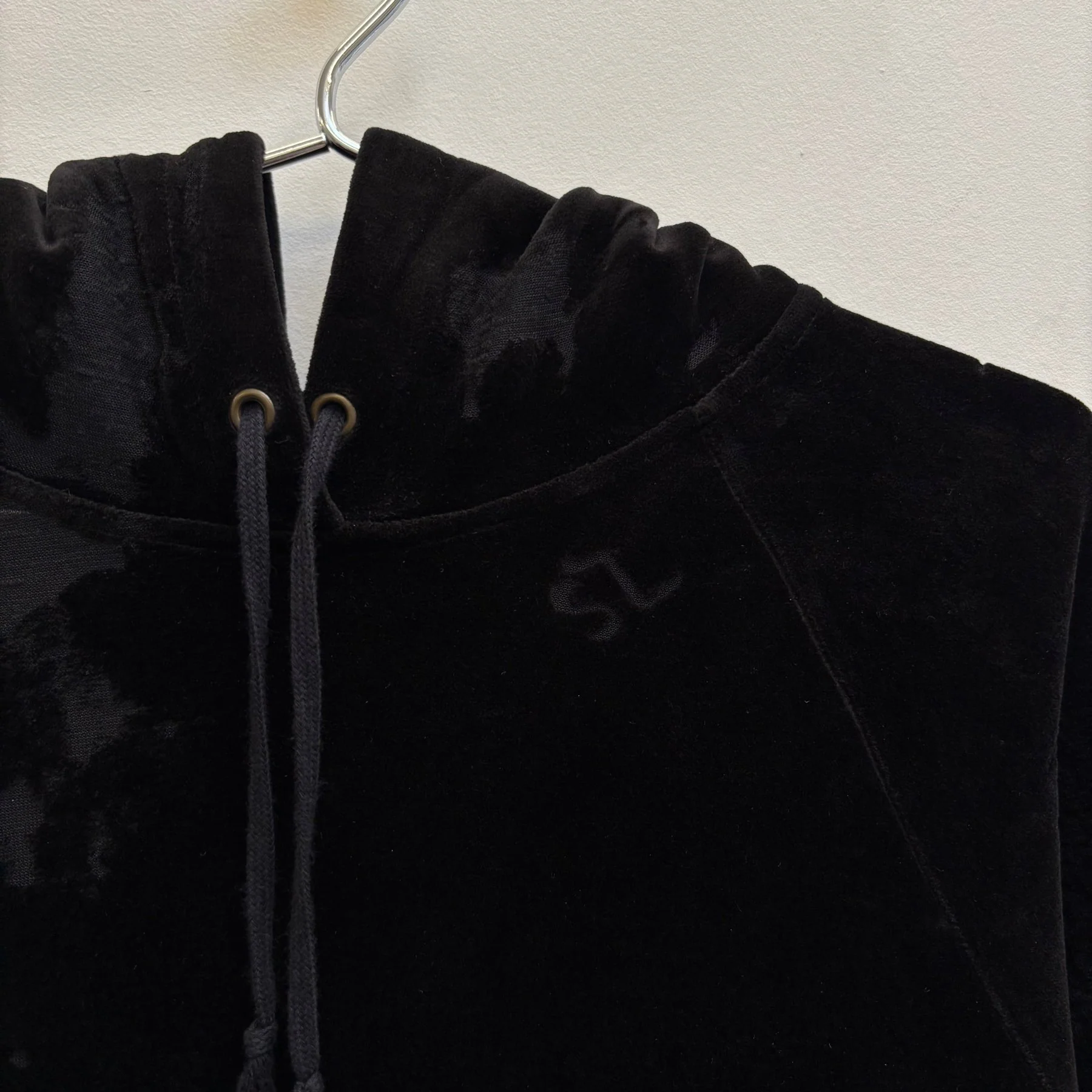 FW18 Saint Laurent Paris Distressed Velvet Hoodie - Image 5