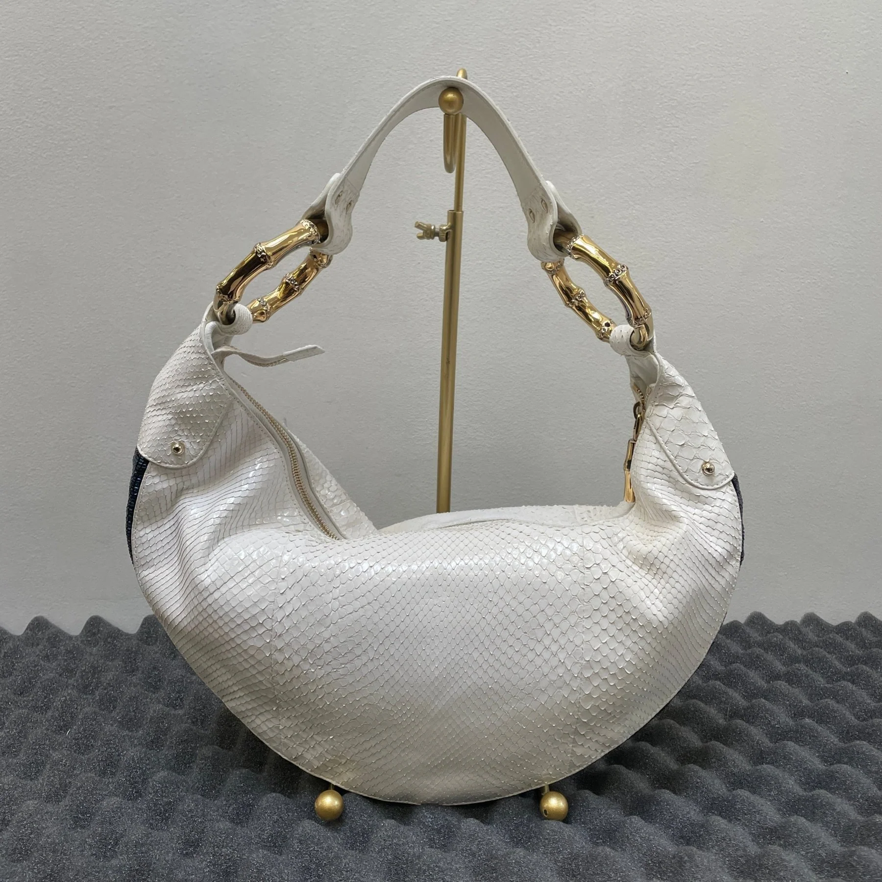 00s Gucci Bamboo Ring Snakeskin Shoulder Bag By Tom Ford