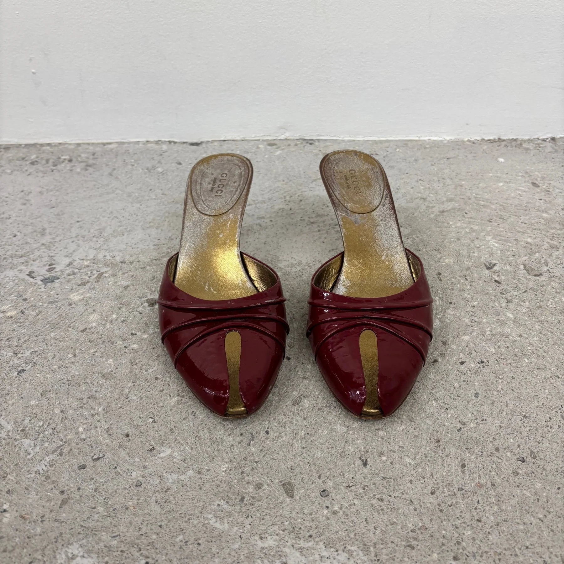 Gucci Patent Leather Open Split Kitten Heels - Image 3