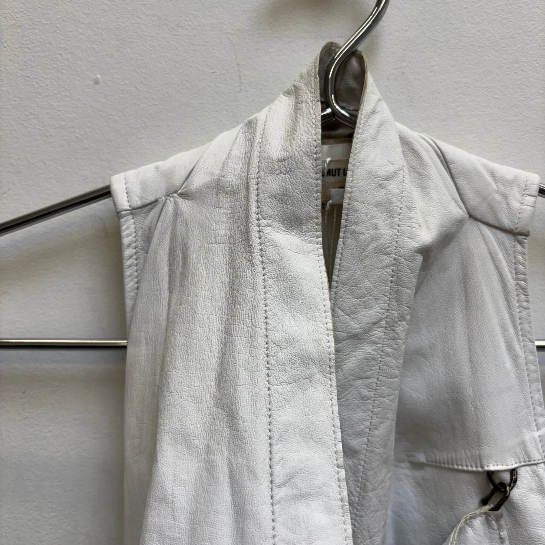 Helmut Lang Asymmetrical Leather Vest Top - Image 4