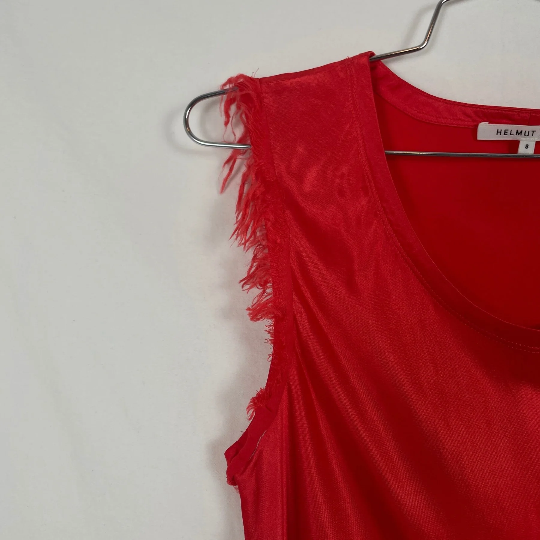 Helmut Lang Red Tank Top Frayed Edge - Image 3