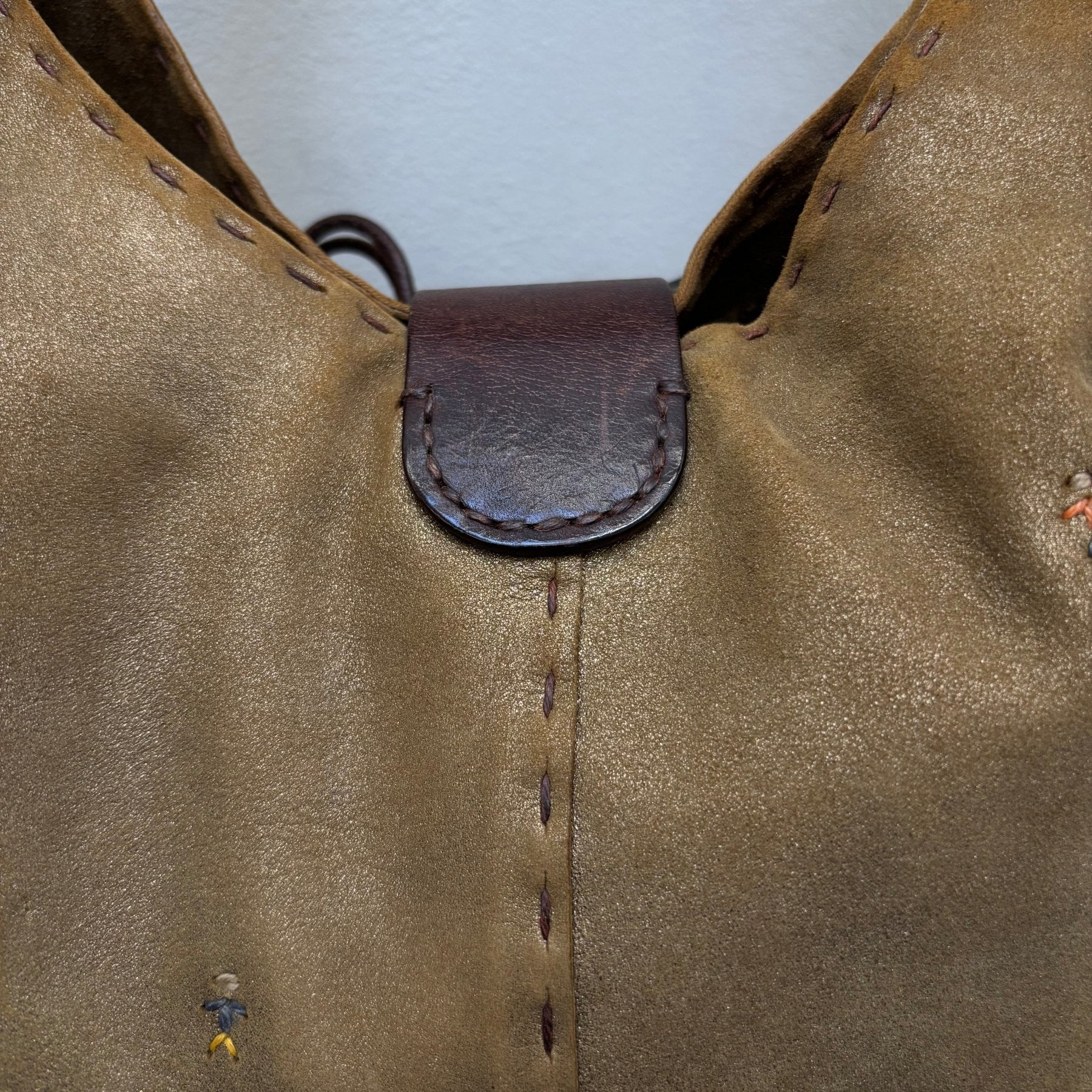 Henry Beguelin Embroidered Suede Leather Hobo Bag - Image 12