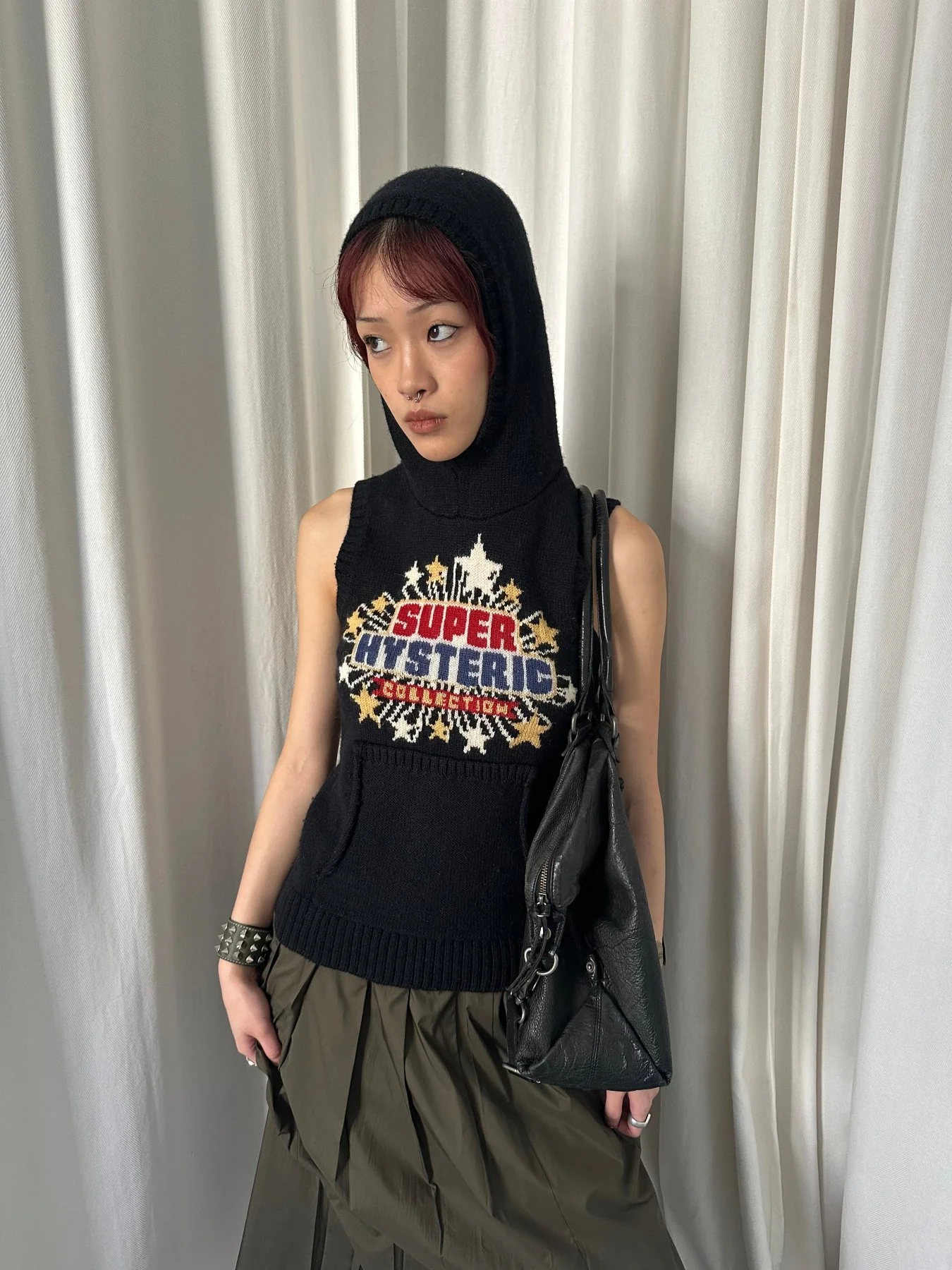 Hysteric Glamour "Super Hysteric" Knit Sleveless Hoodie - Image 2