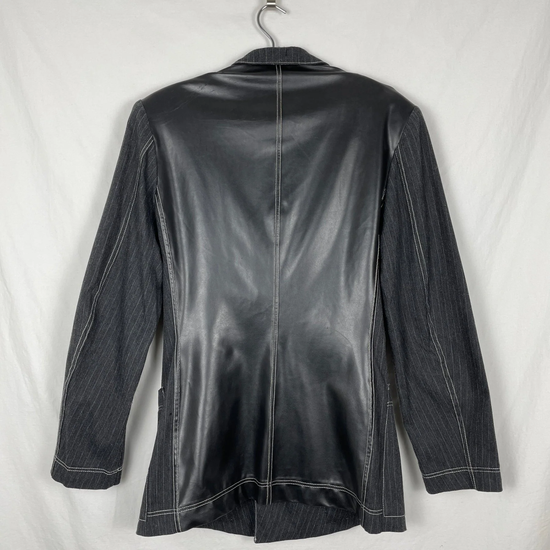 90s Junior Gaultier Fabric Switching Double Breasted Coat - Image 2