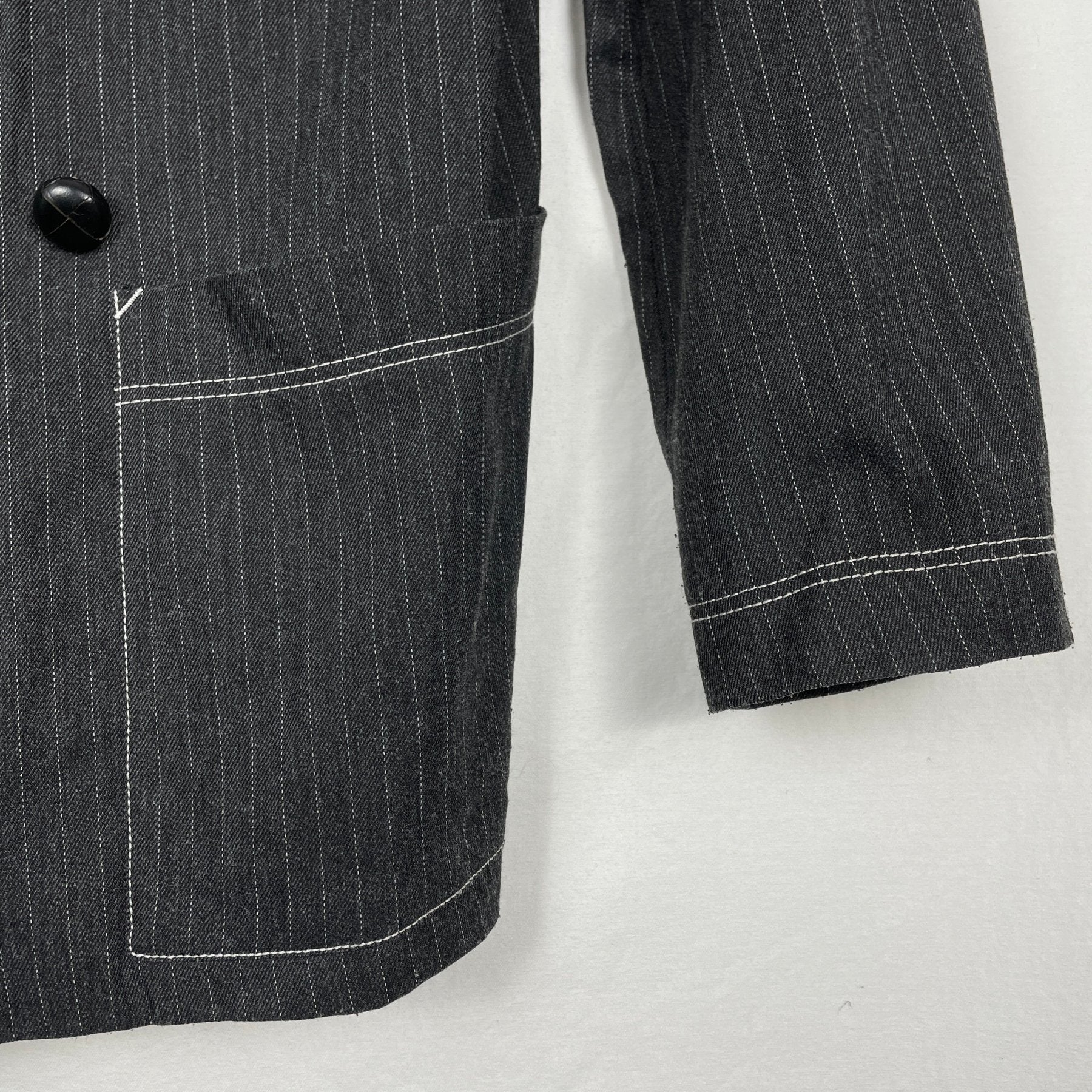 90s Junior Gaultier Fabric Switching Double Breasted Coat - Image 7