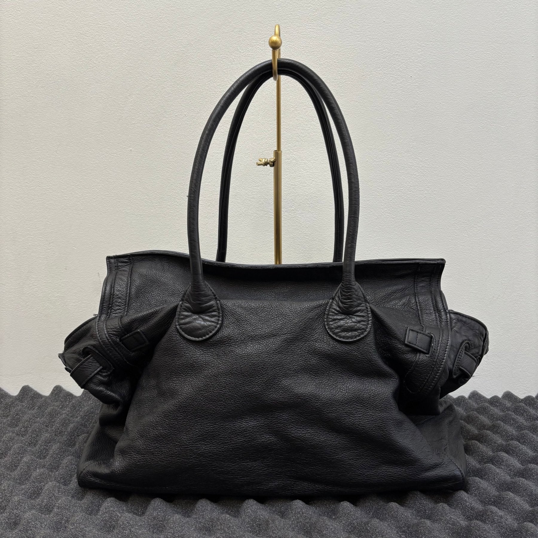 Large Textured Leather Firkin Shoulder Bag - Image 2