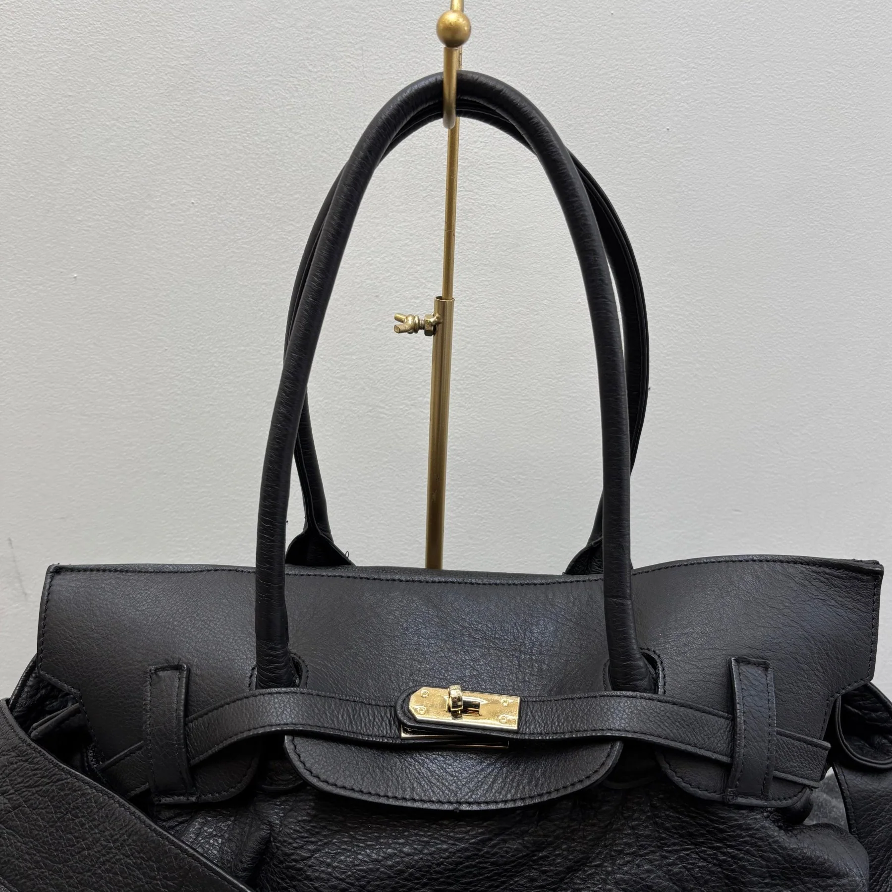 Large Textured Leather Firkin Shoulder Bag - Image 6