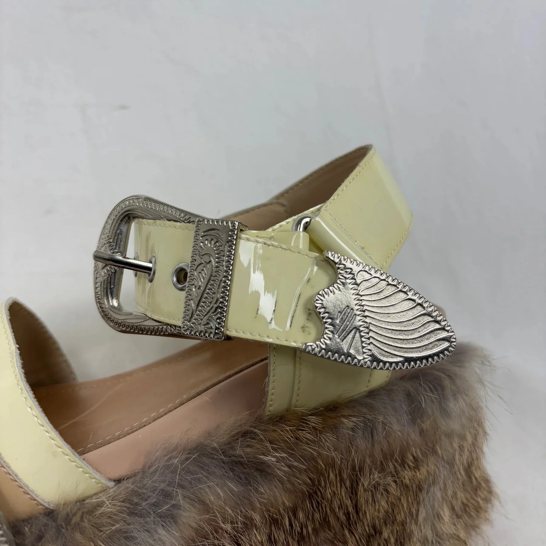 Mihara Yasuhiro Fur Trim Chunky Sandals - Image 6