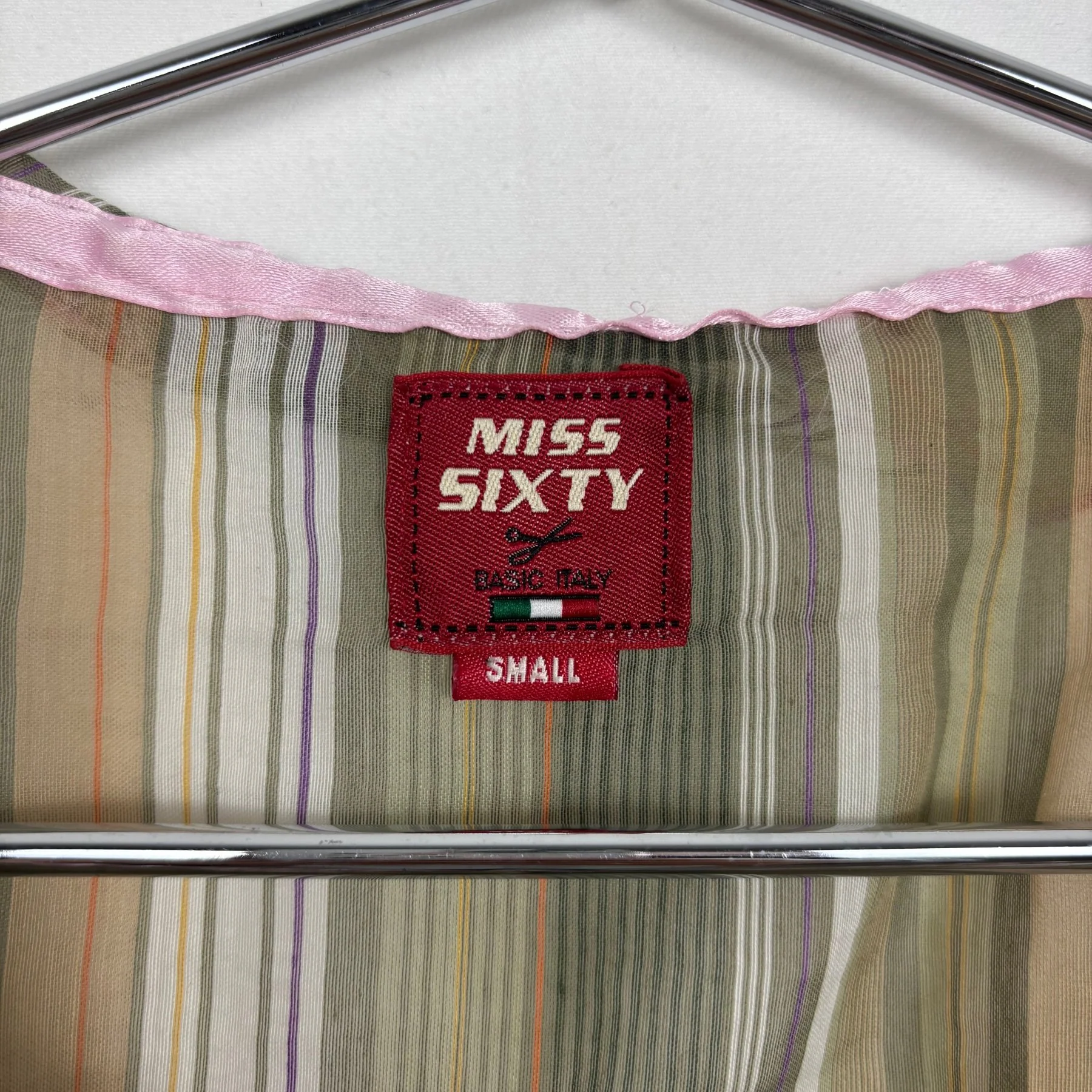 00s Miss Sixty Sheer Striped Tie Front Top - Image 9