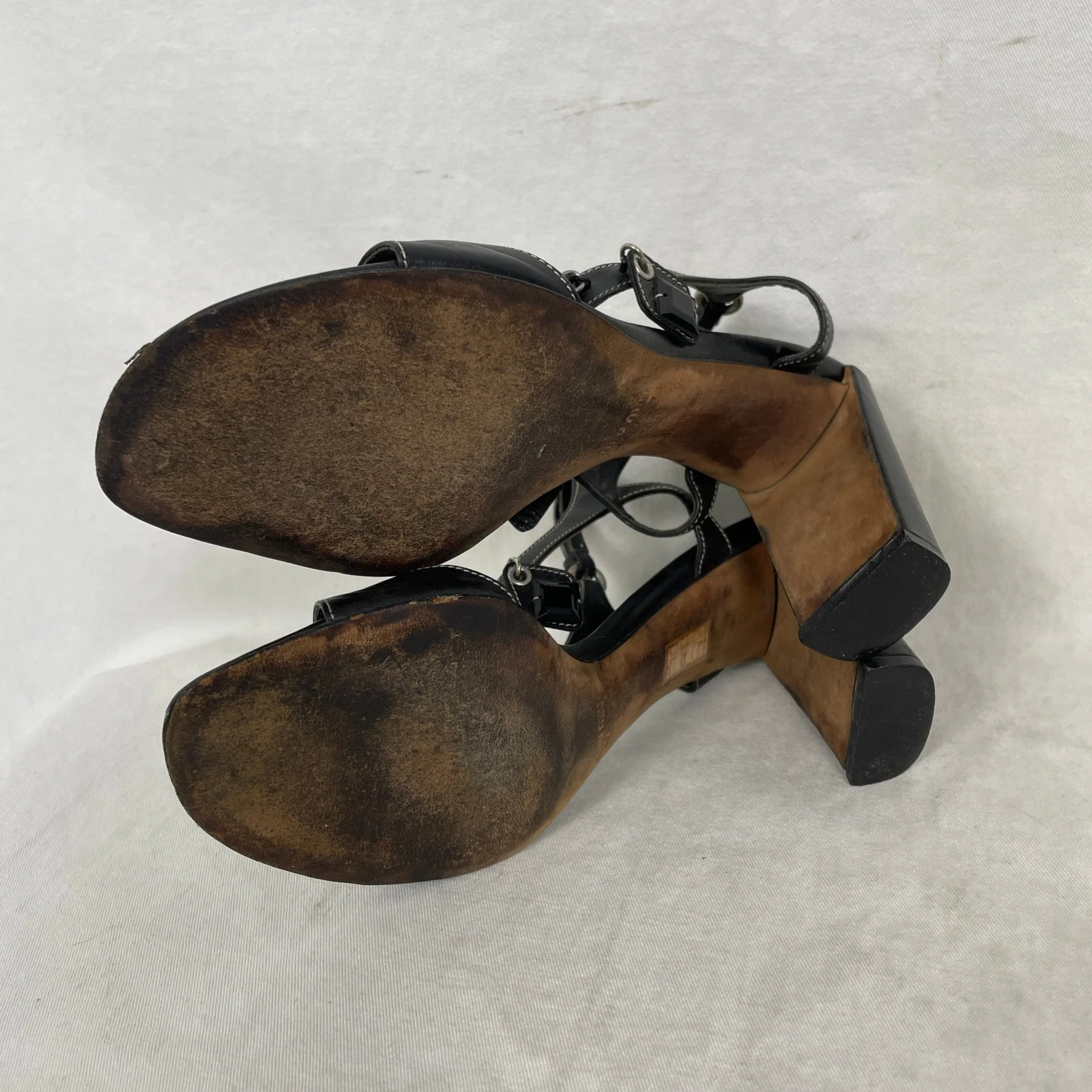 Miu Miu Beaded Leather Sandal Heels - Image 5