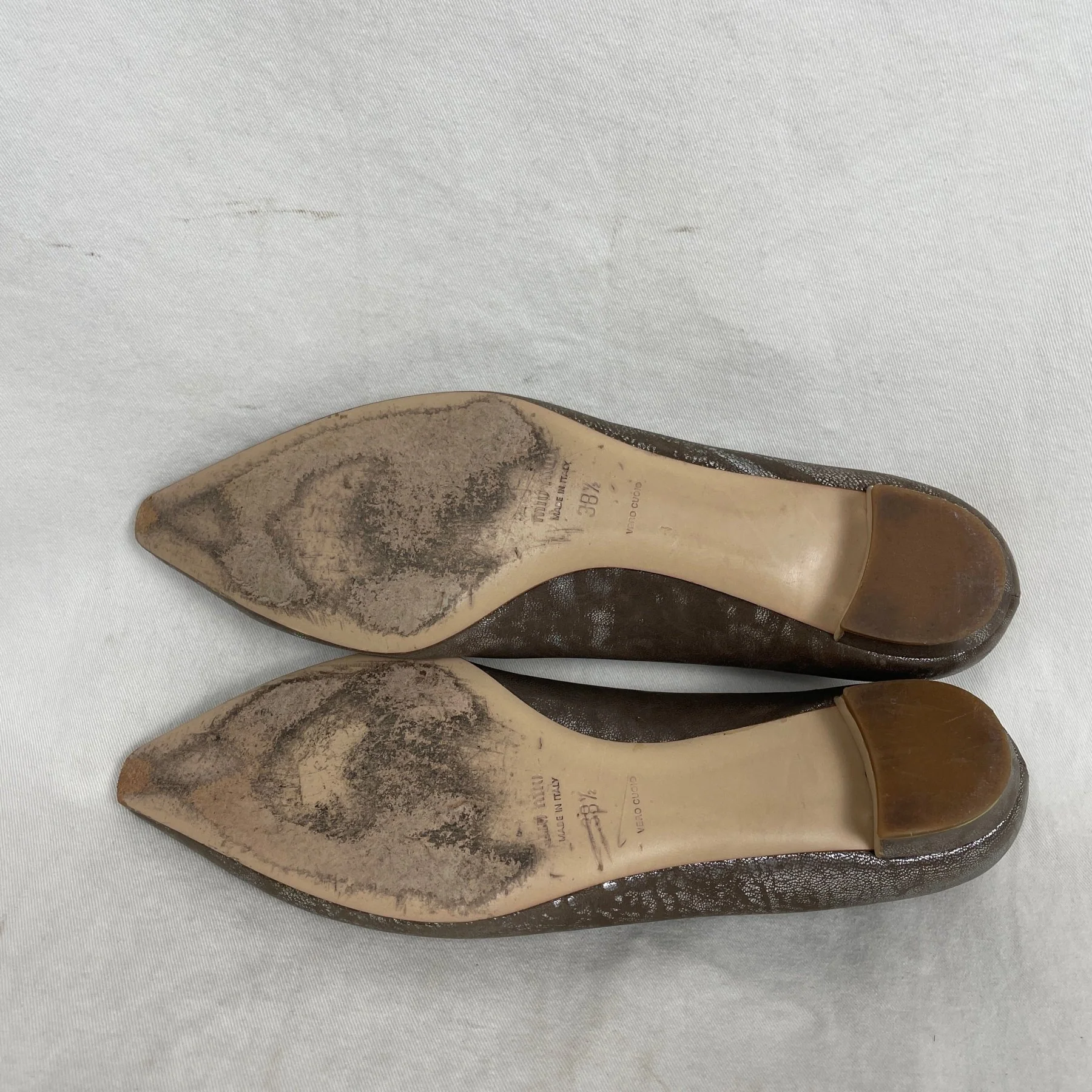 Miu Miu Metallic Coated Pointy Toe Flats - Image 5