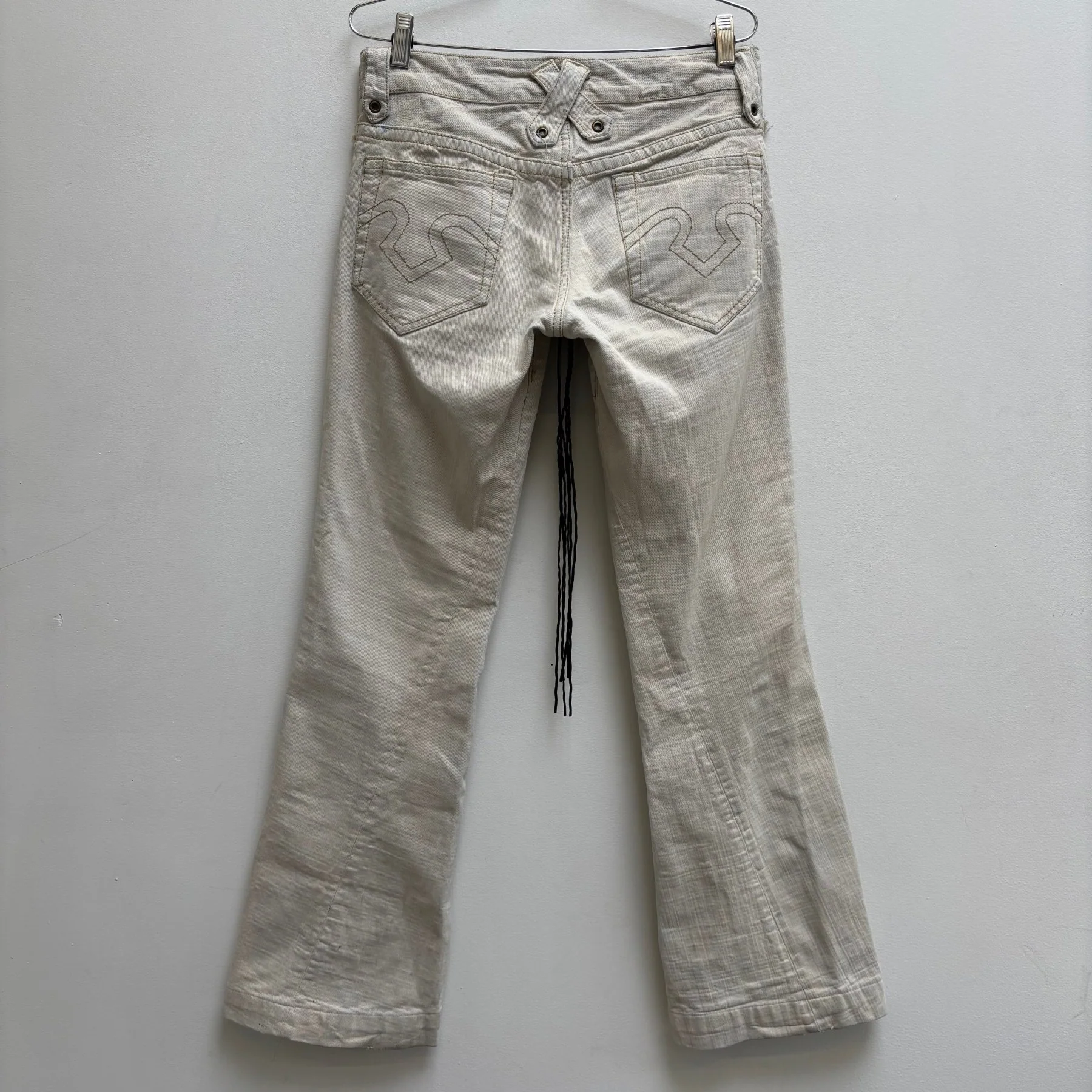 Obelisk Lace Up Flared Jeans - Image 2