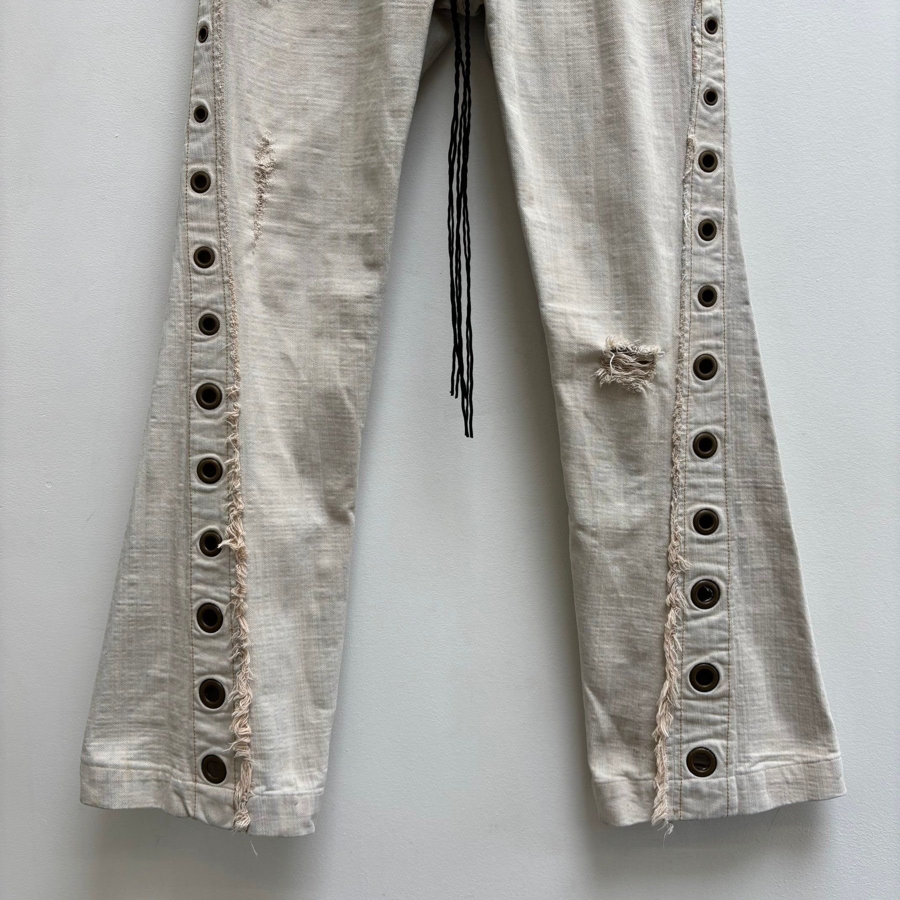 Obelisk Lace Up Flared Jeans - Image 4