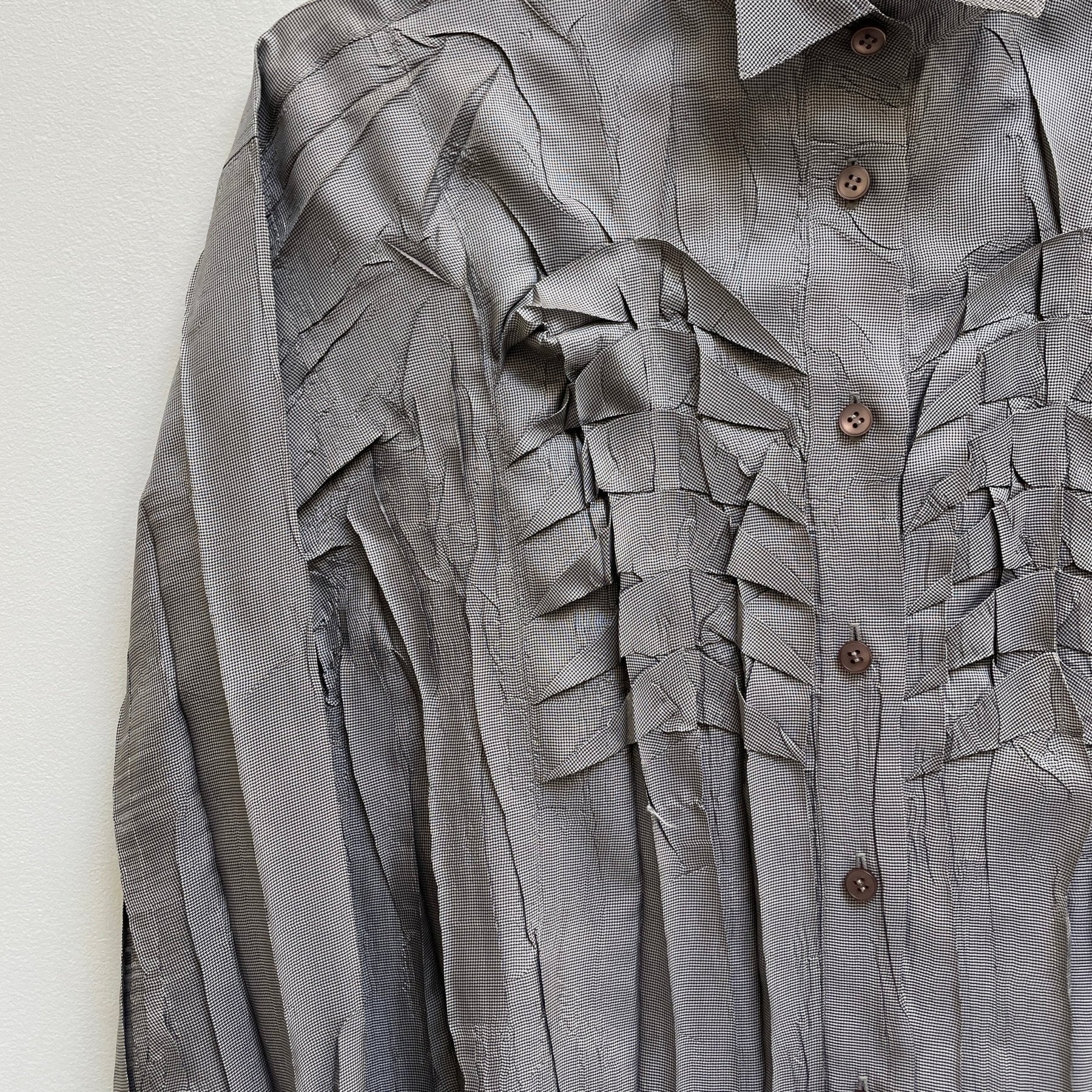 Pleats Please by Issey Miyake Silver Gilled Button Up - Image 4
