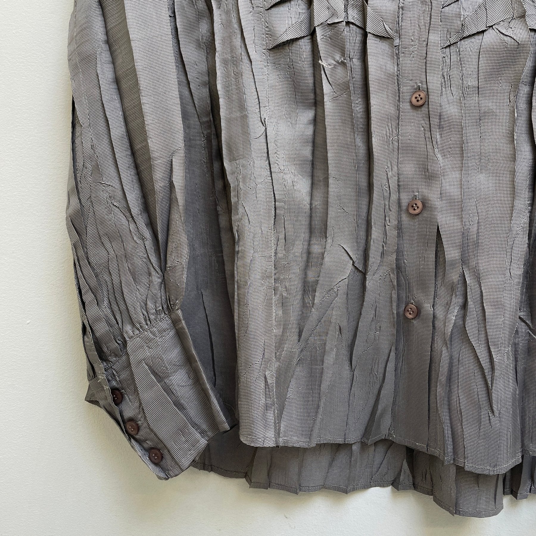 Pleats Please by Issey Miyake Silver Gilled Button Up - Image 5