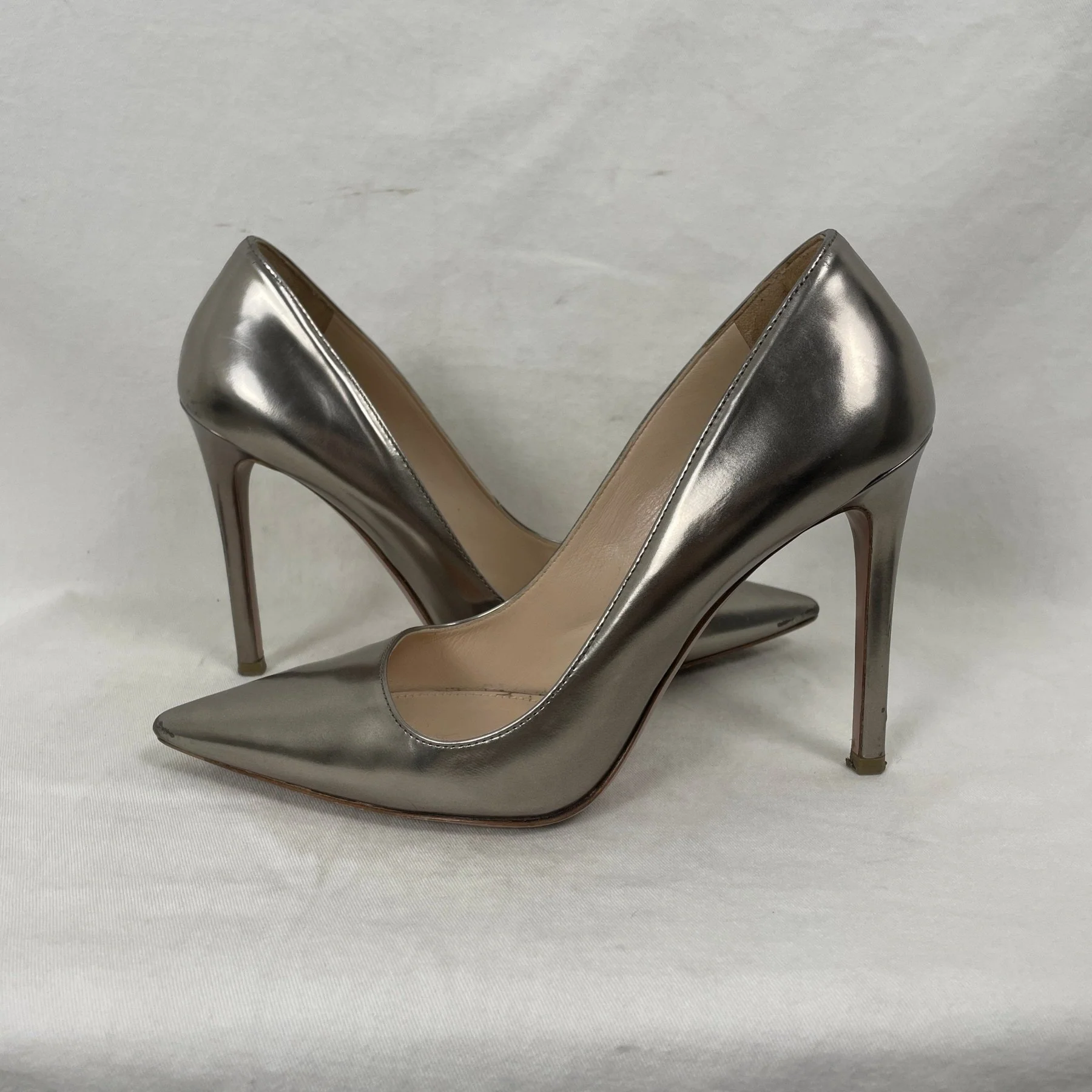 Prada Metallic Silver Heels - Image 2