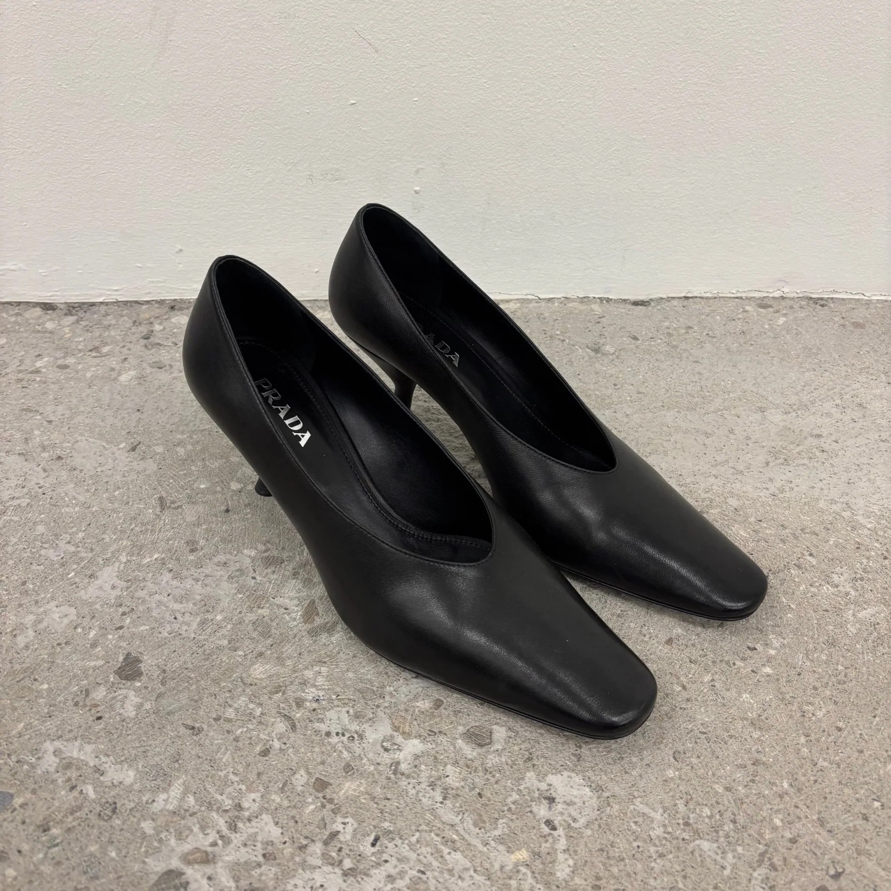 Prada Round Toe Leather Heels