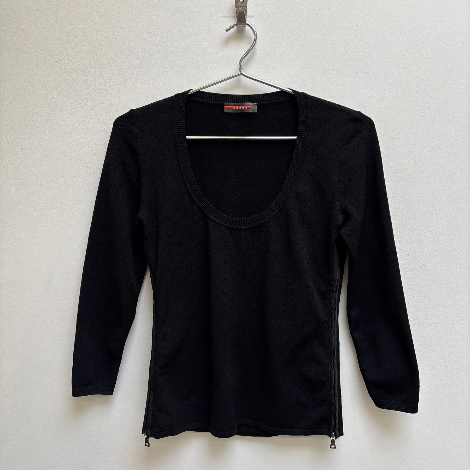 Prada Side Zipper Crewneck Sweater