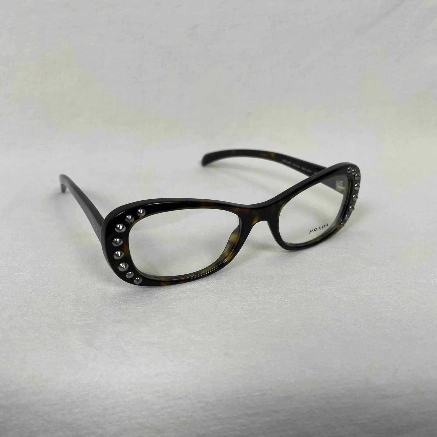 Prada Studded Glasses Dark Brown Tortoise - Image 3