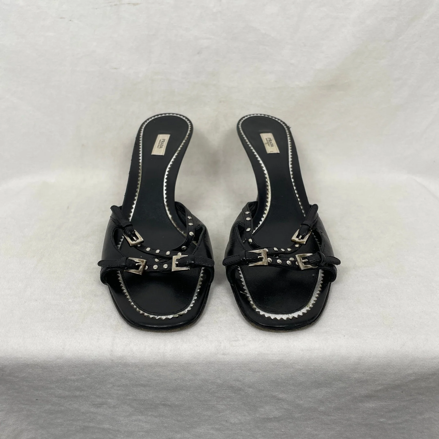 00s Prada Studded Kitten Heel Sandals - Image 3