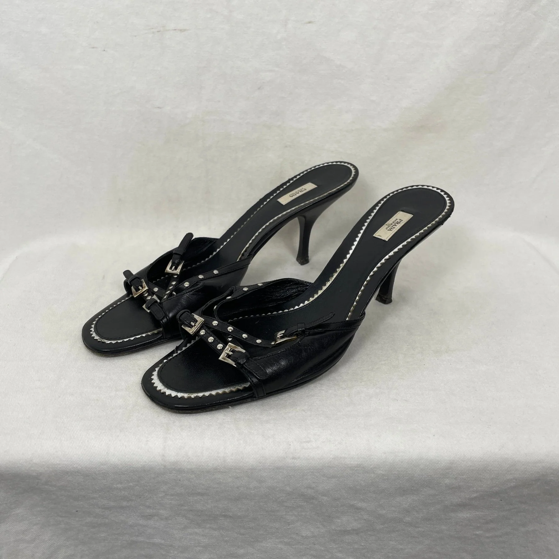 00s Prada Studded Kitten Heel Sandals - Image 4