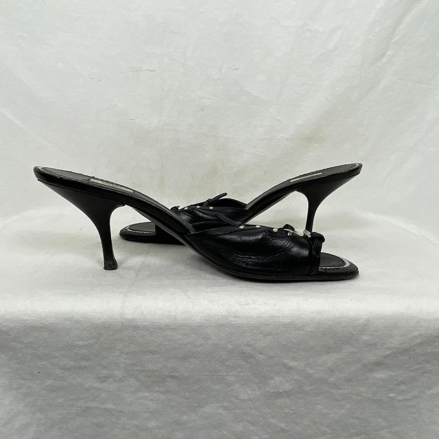 00s Prada Studded Kitten Heel Sandals - Image 6