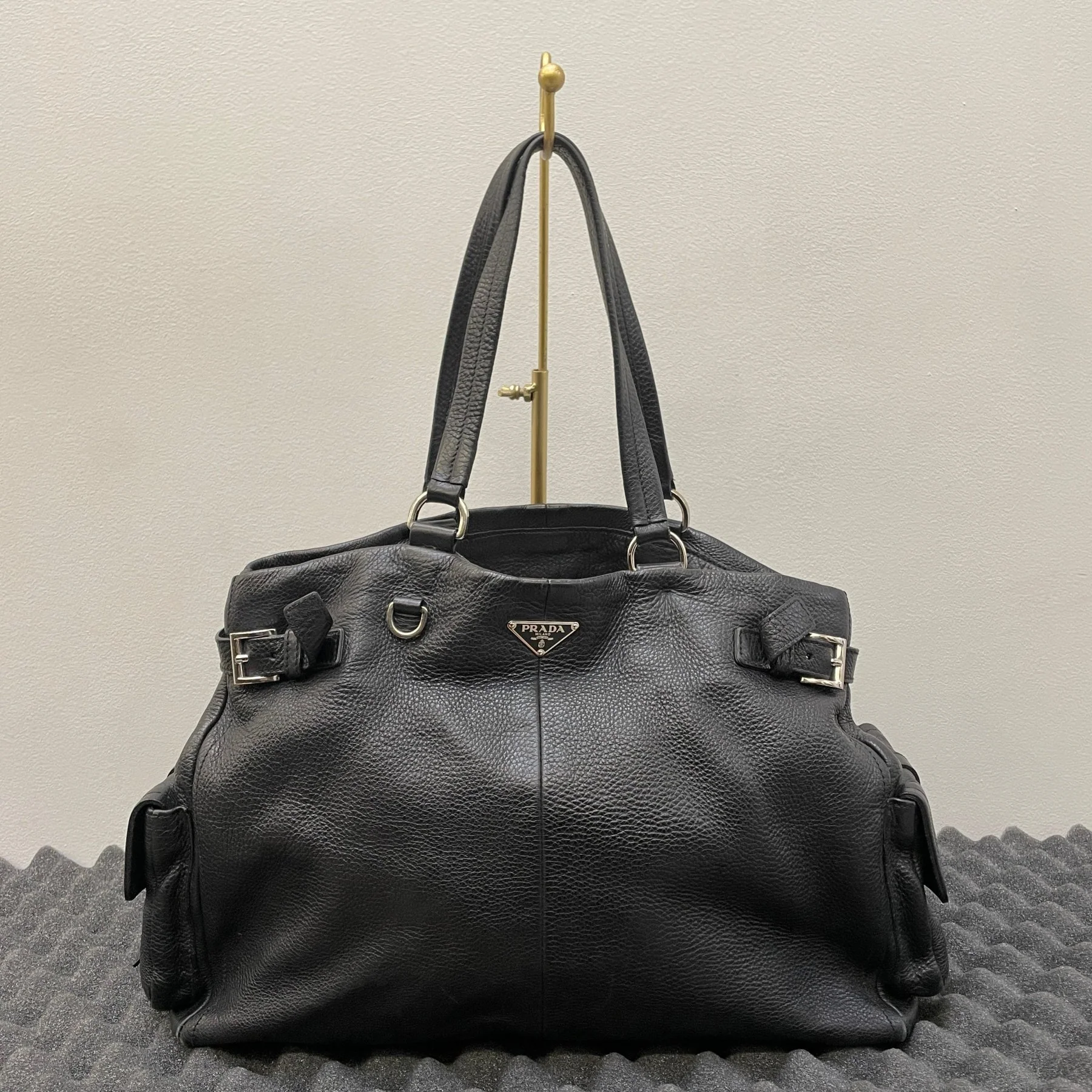 SS04 Prada Vitello Daino Side Pocket Leather Handbag