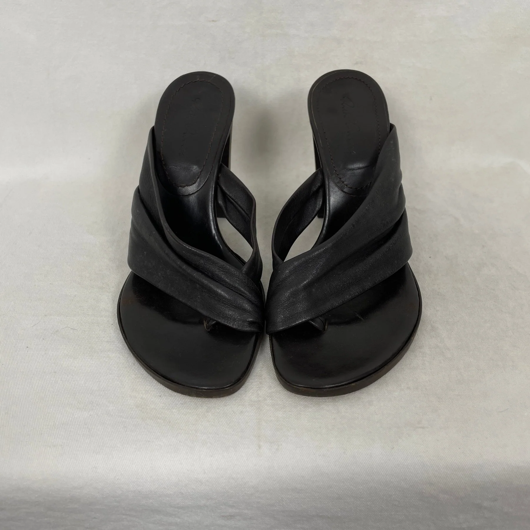 Rick Owens Ruched Leather Sandal Heels - Image 3