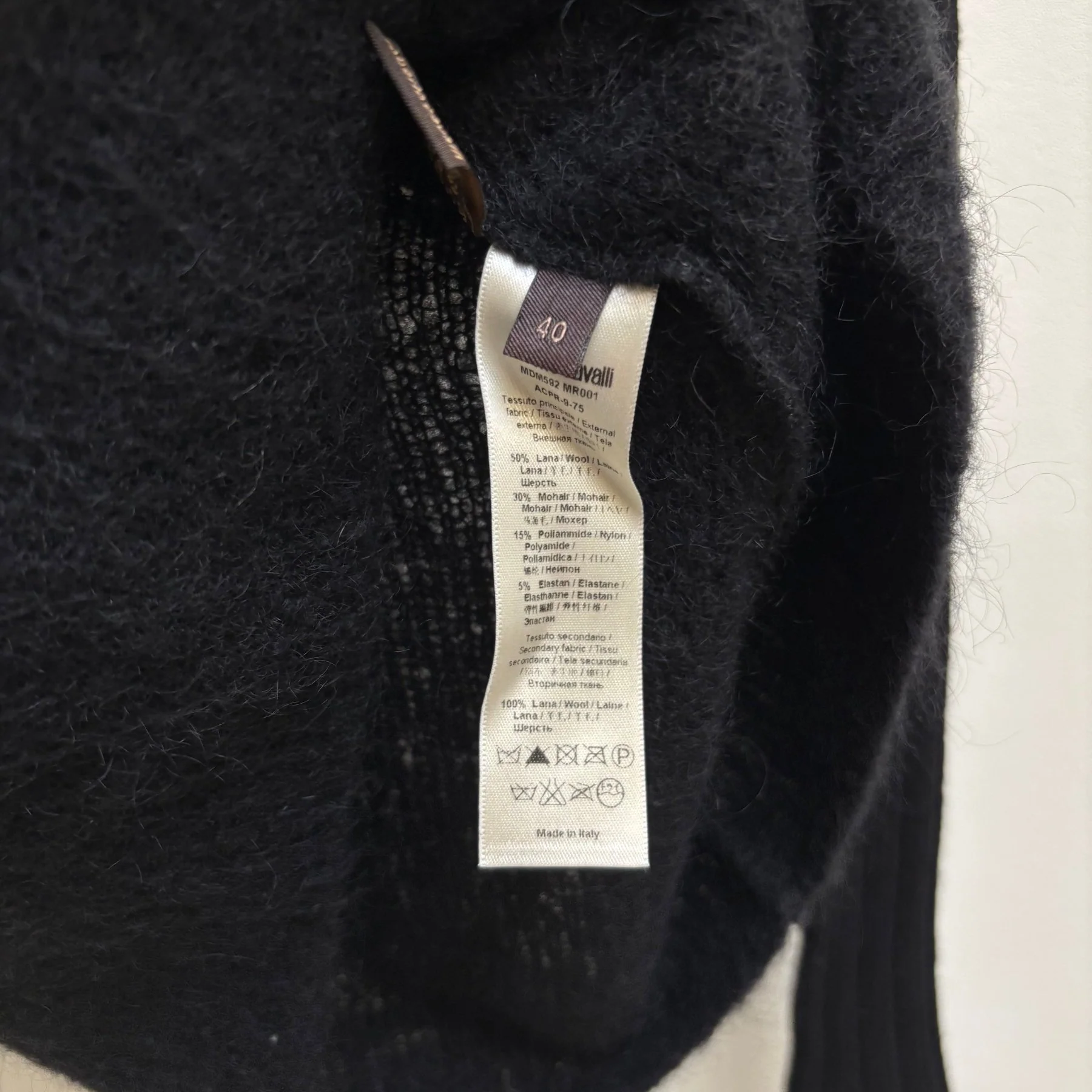 Roberto Cavalli Mohair Studded Shoulder Knit Long Sleeve - Image 10