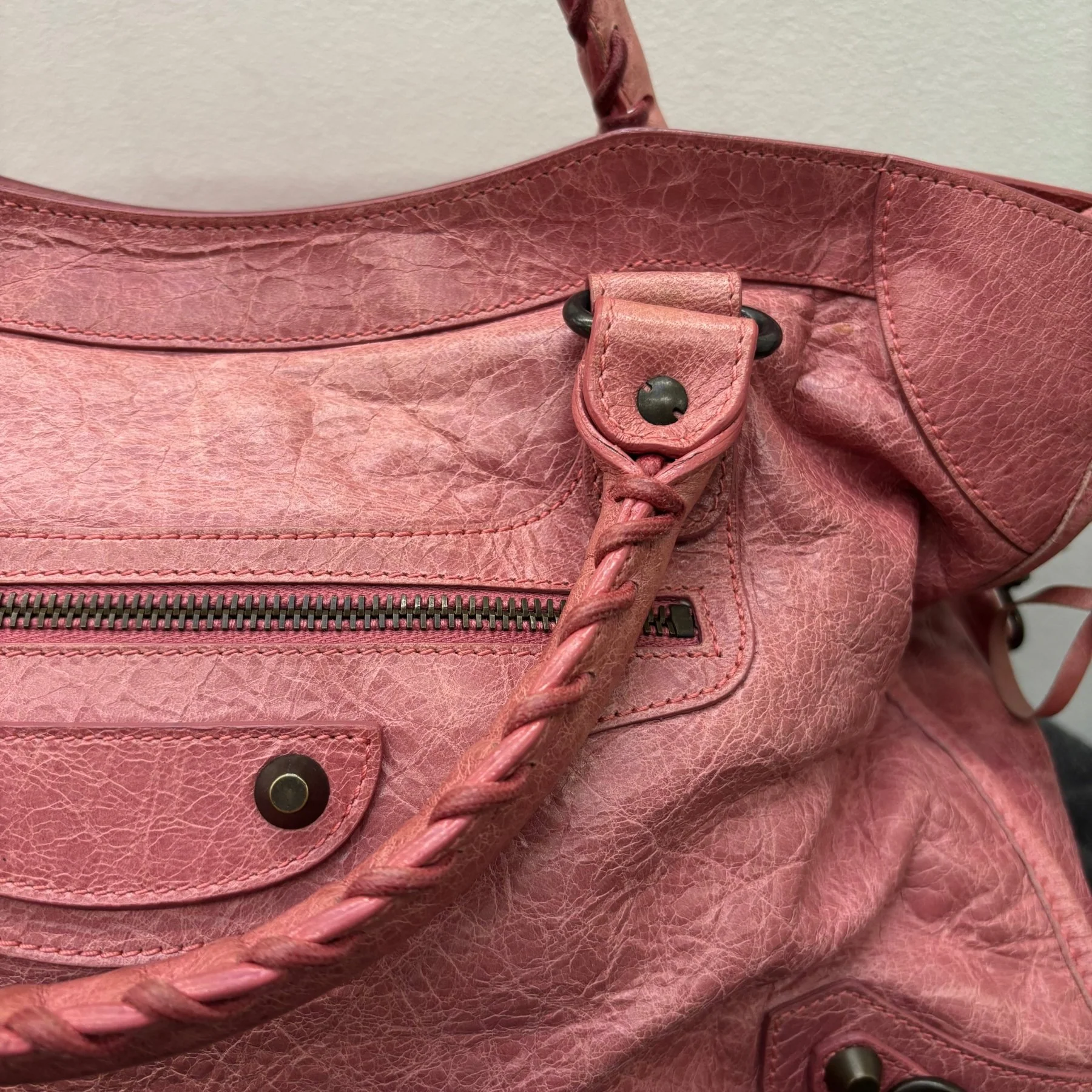 SS09 Balenciaga Pink City Leather Bag - Image 9