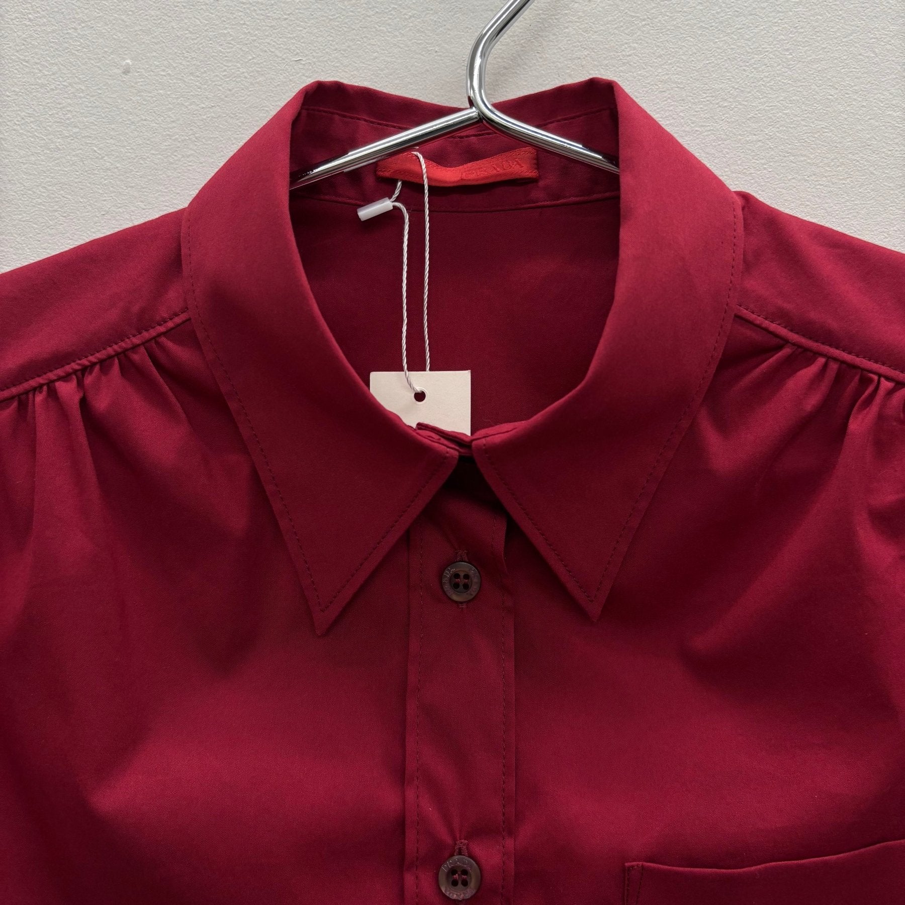 SS09 Prada Scarlet Short Sleeve Button Up Blouse - Image 3