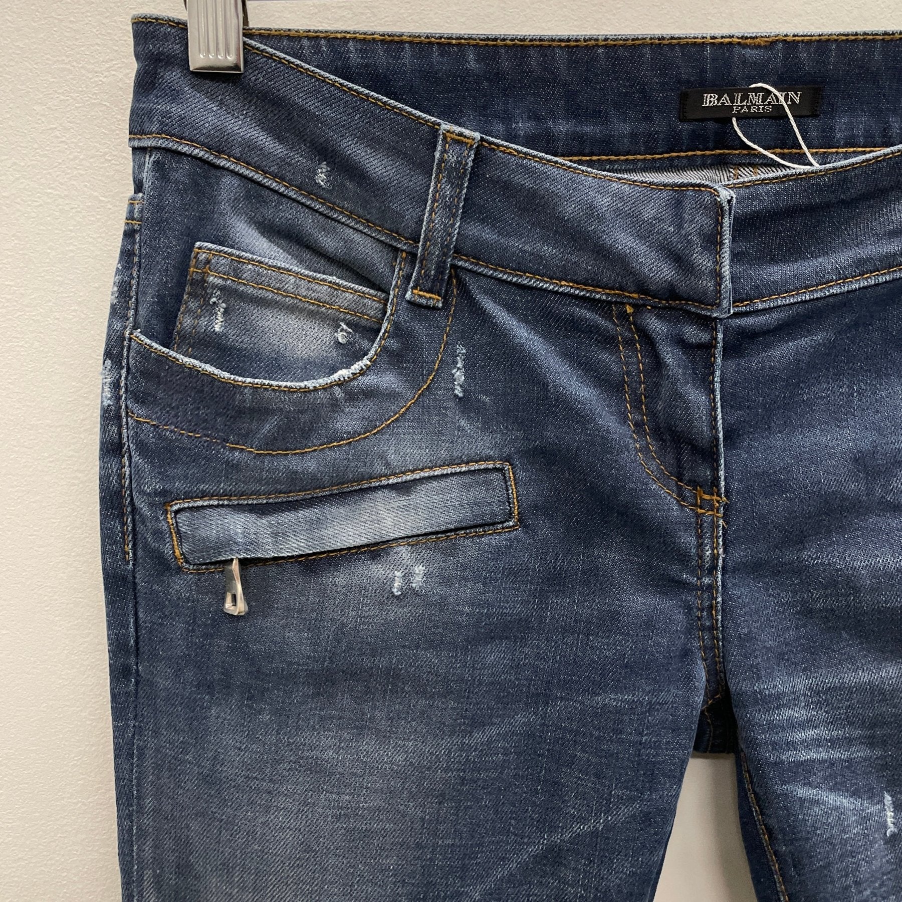 SS12 Balmain Distressed Bootcut Jeans - Image 4