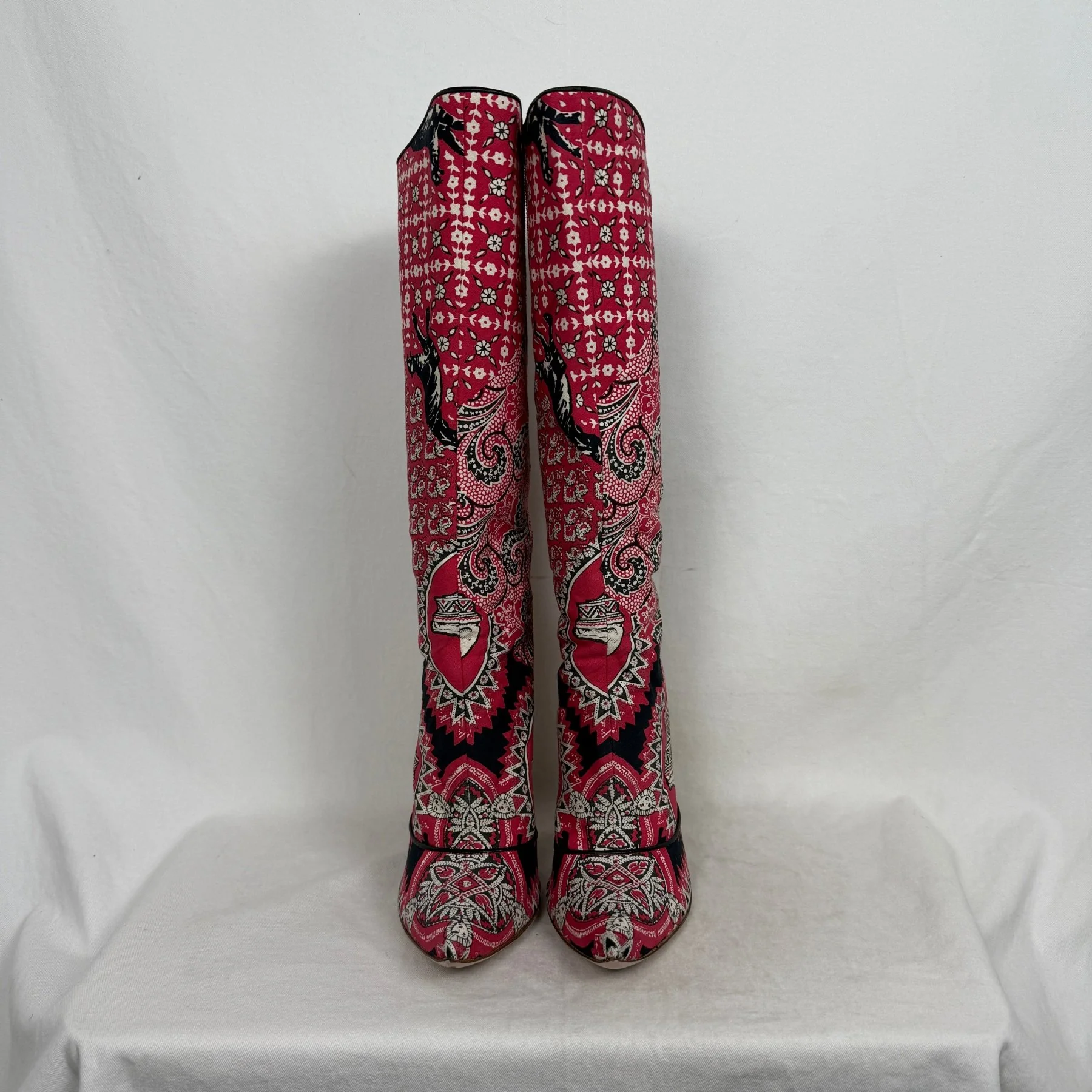SS12 Miu Miu Folk Pattern Heel Boots - Image 3