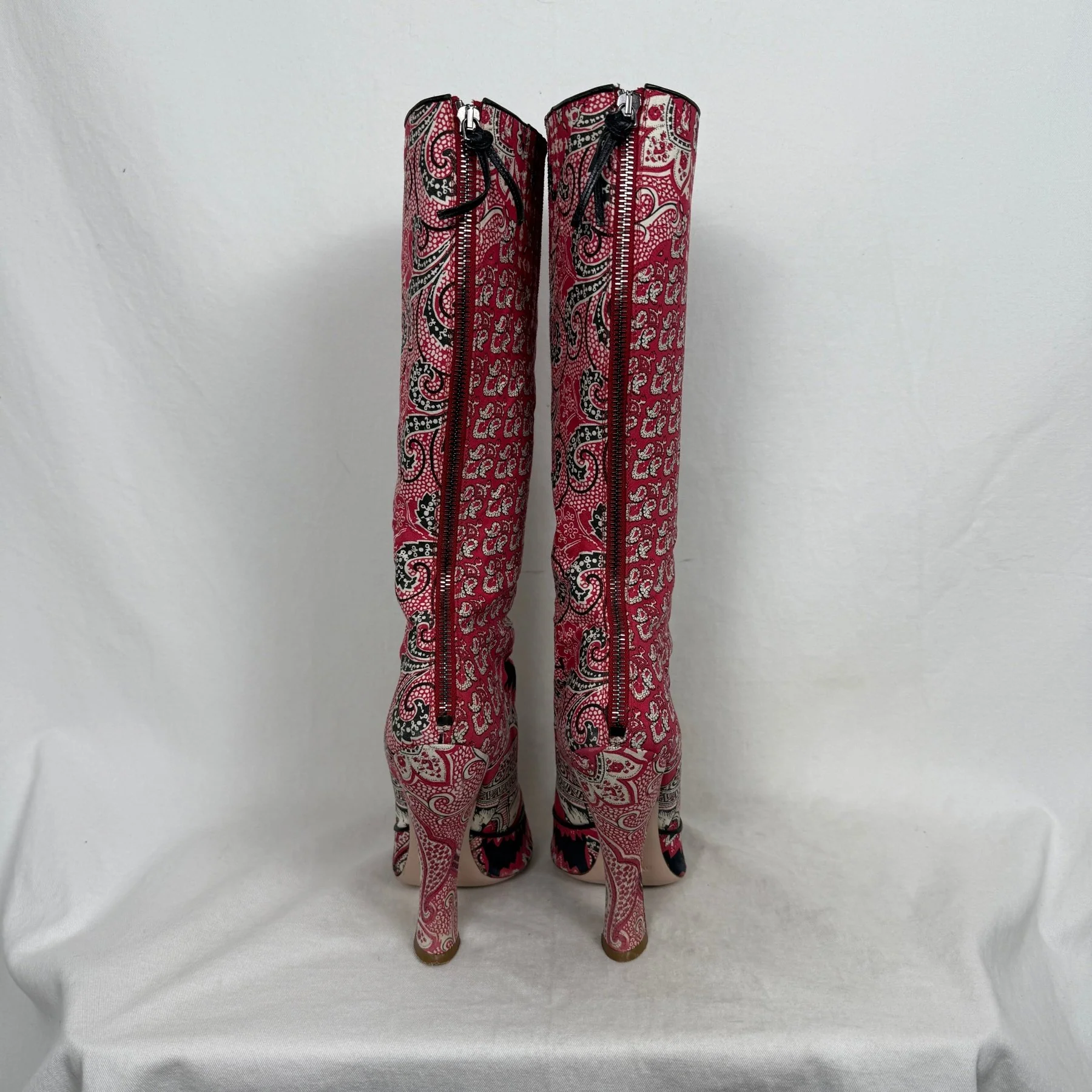 SS12 Miu Miu Folk Pattern Heel Boots - Image 4