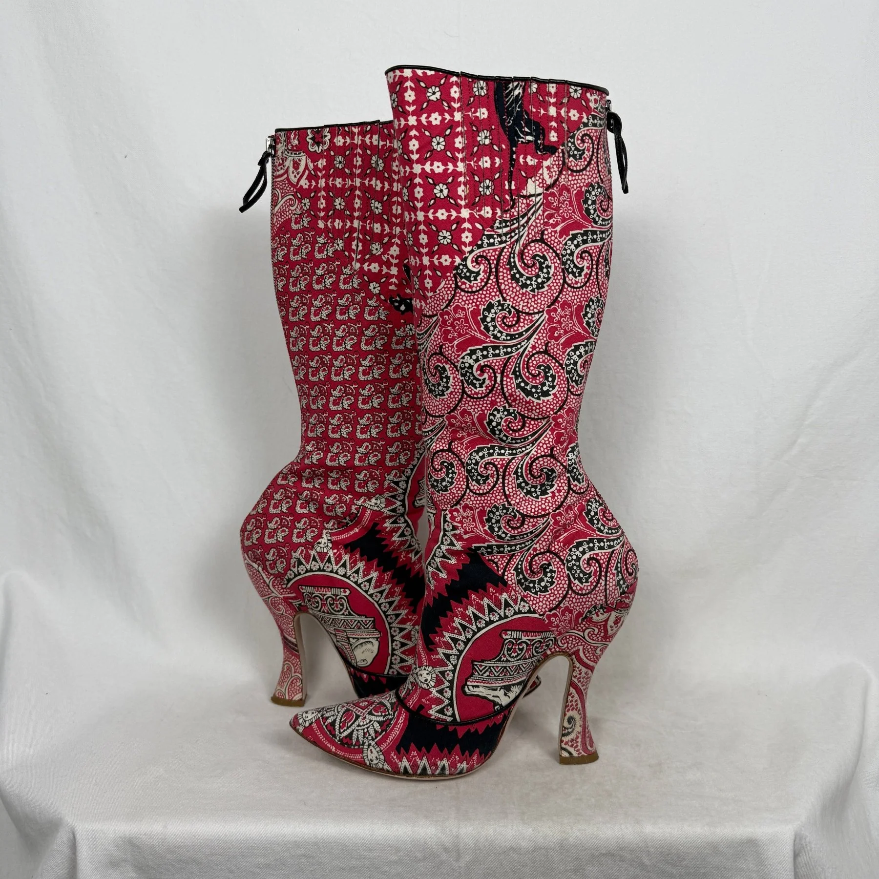 SS12 Miu Miu Folk Pattern Heel Boots - Image 5