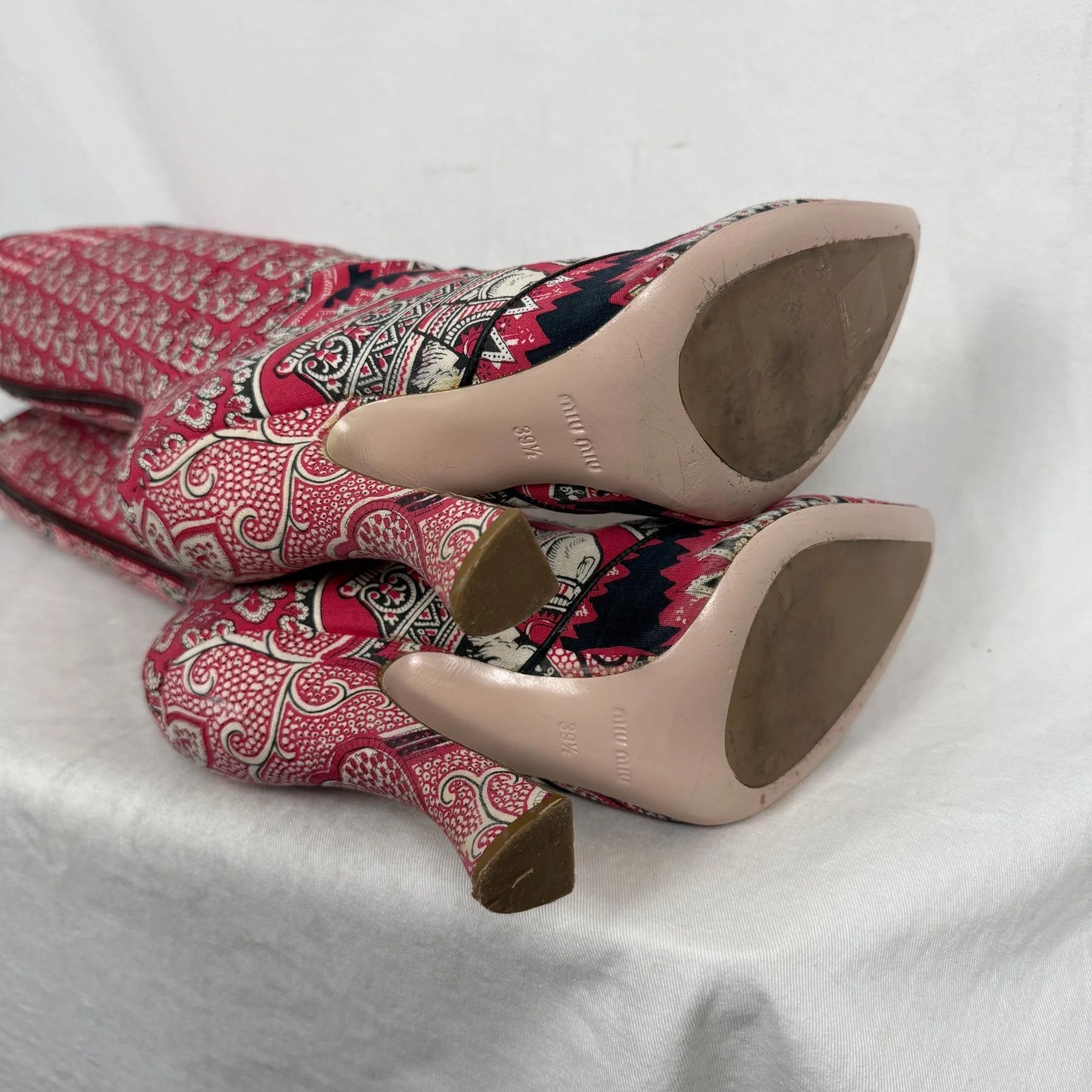 SS12 Miu Miu Folk Pattern Heel Boots - Image 6