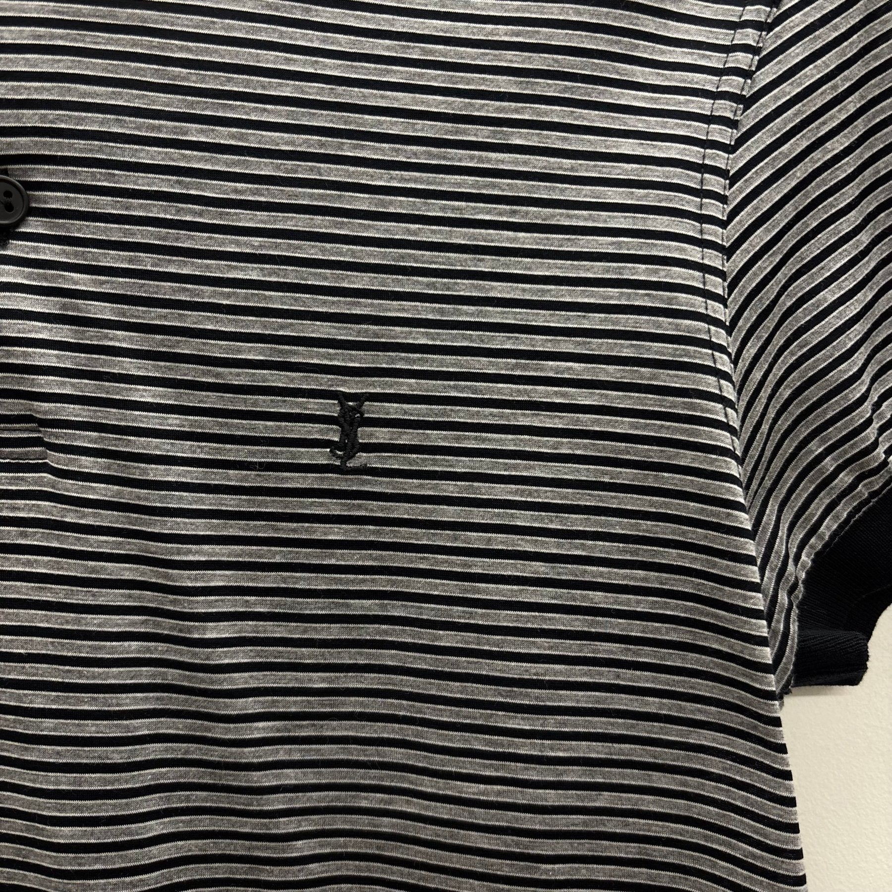 SS12 Saint Laurent Paris By Hedi Slimane Striped Polo Shirt - Image 5
