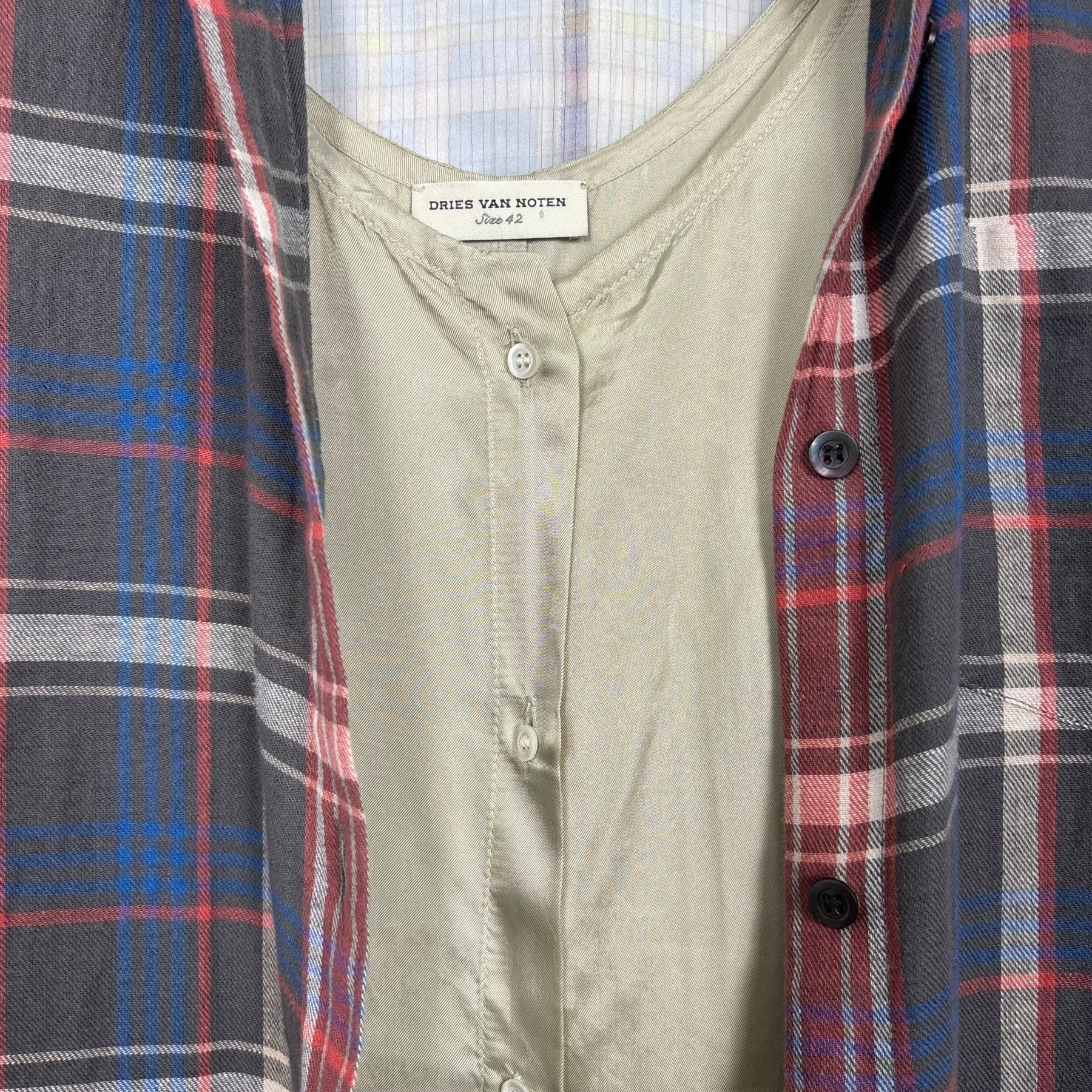 SS13 Dries Van Noten Plaid Blouse Dress - Image 6
