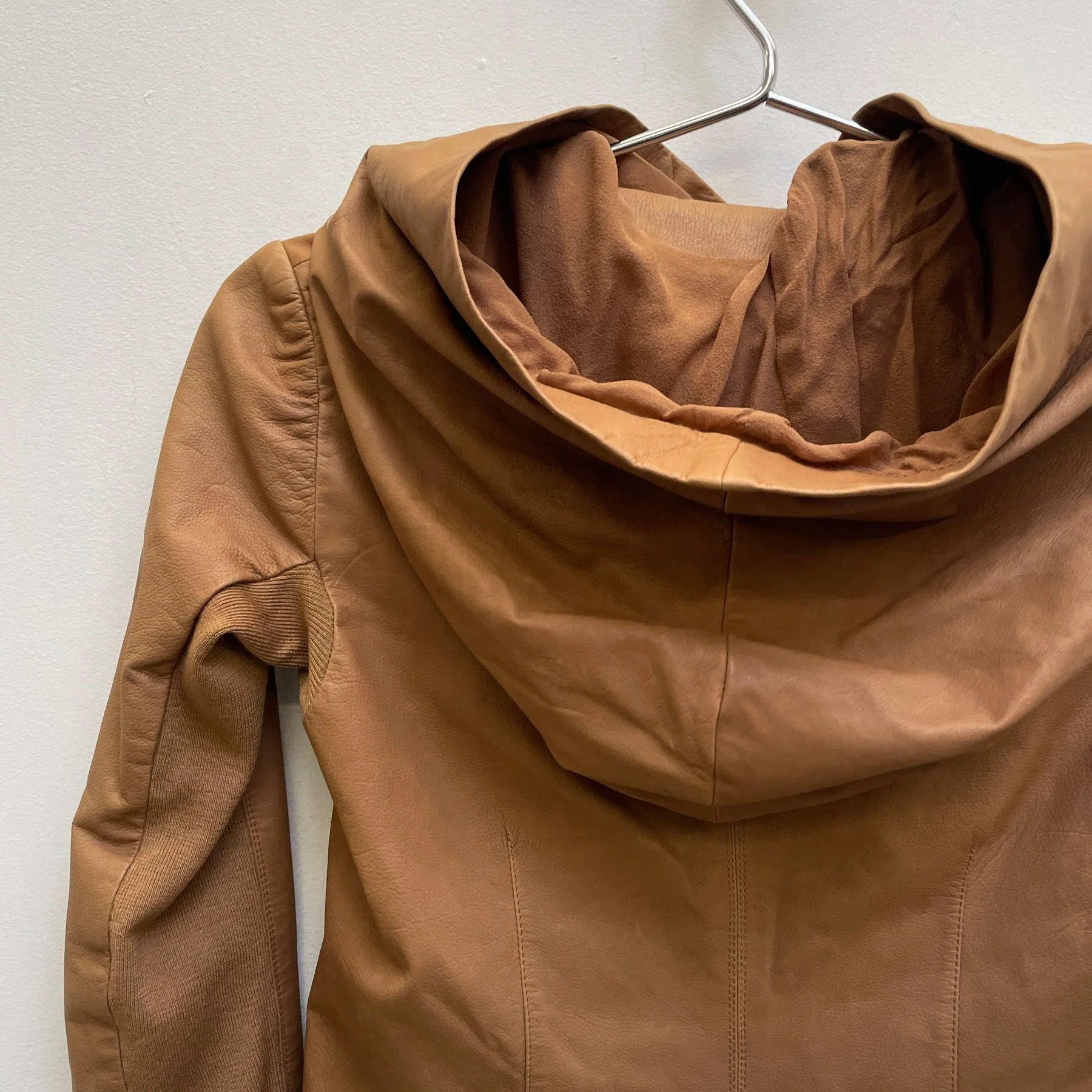 SS13 Rick Owens “ISLAND” Honey Leather Hooded Women’s Biker Jacket - Image 10