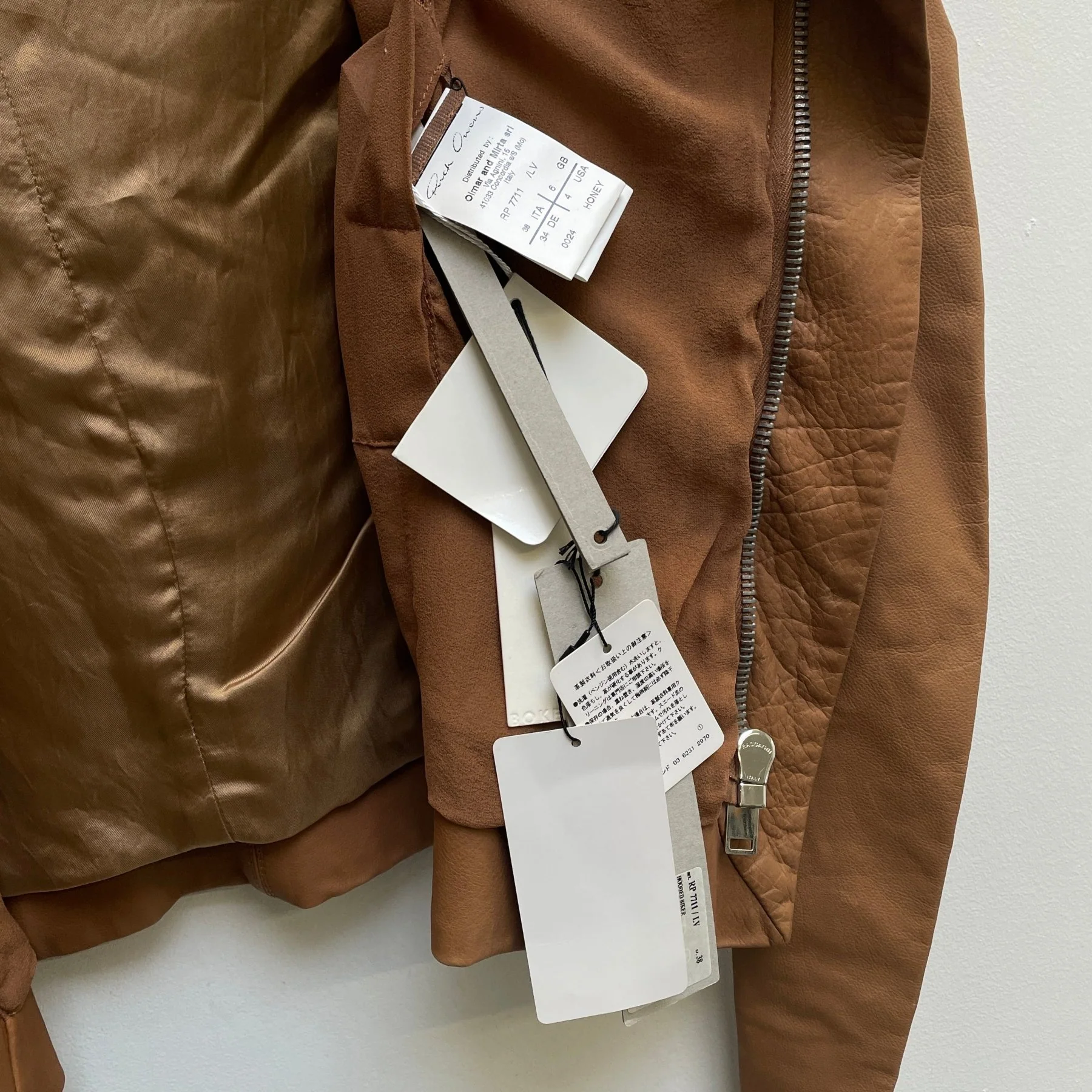SS13 Rick Owens “ISLAND” Honey Leather Hooded Women’s Biker Jacket - Image 13