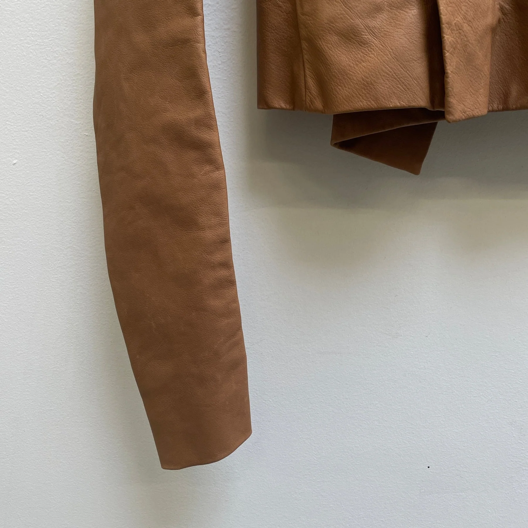 SS13 Rick Owens “ISLAND” Honey Leather Hooded Women’s Biker Jacket - Image 8