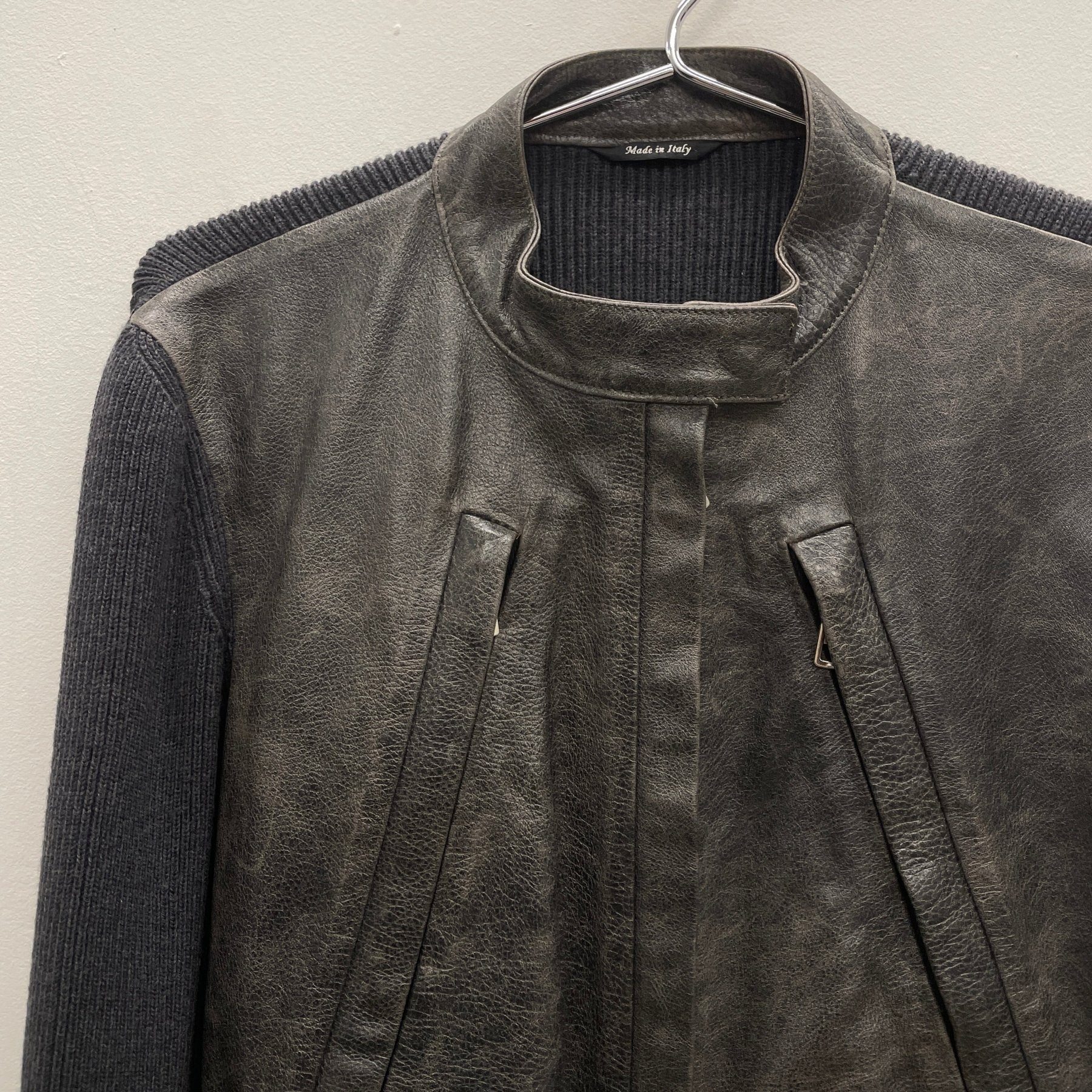 SS15 Maison Margiela Hybrid Calf Leather Wool Sweater - Image 4