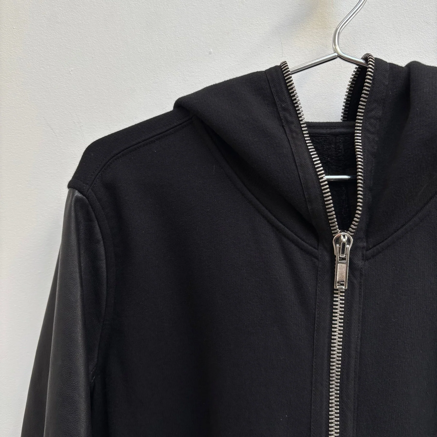 SS15 Rick Owens ‘FAUN’ Leather Sleeve Gimp Zip Up Hoodie - Image 4