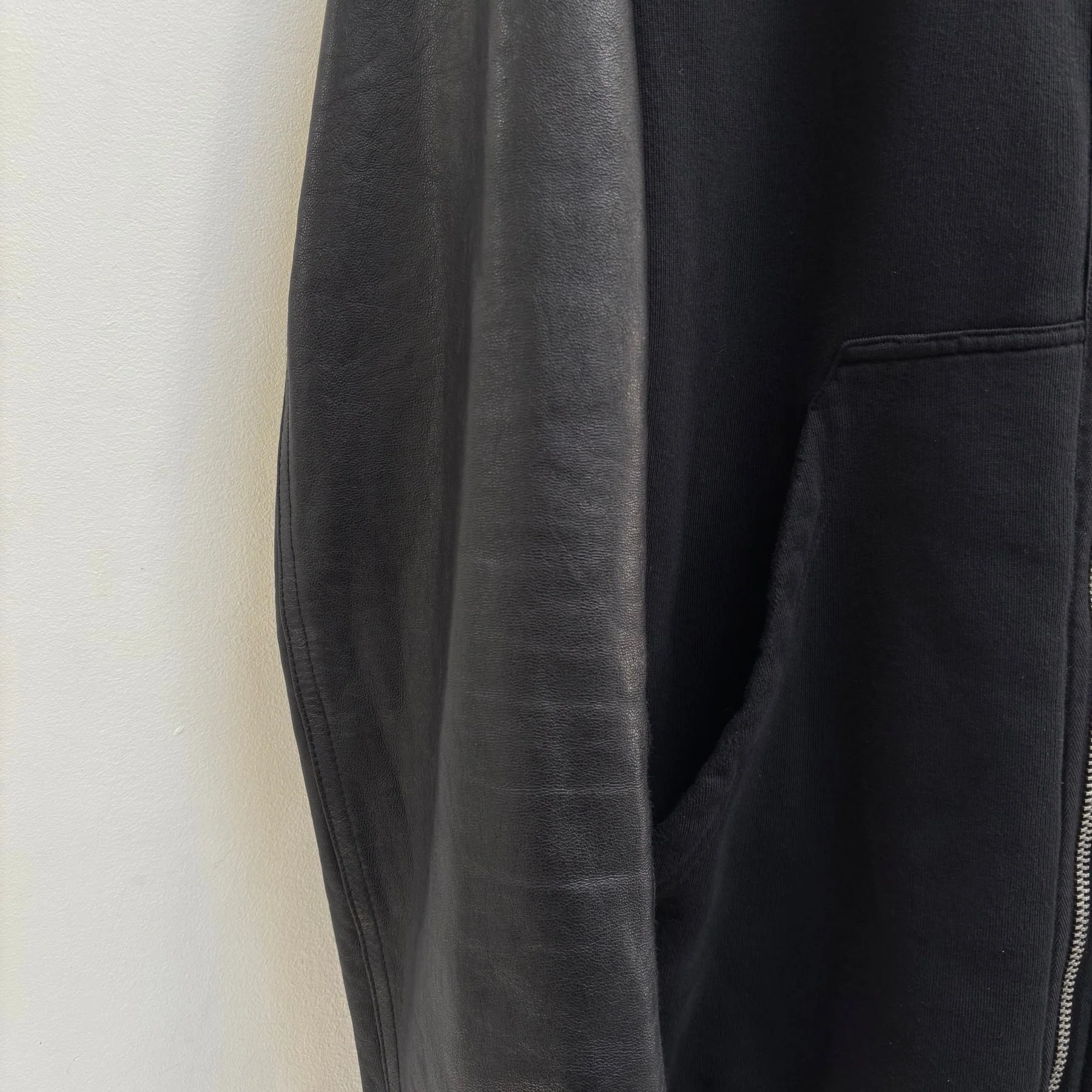 SS15 Rick Owens ‘FAUN’ Leather Sleeve Gimp Zip Up Hoodie - Image 6