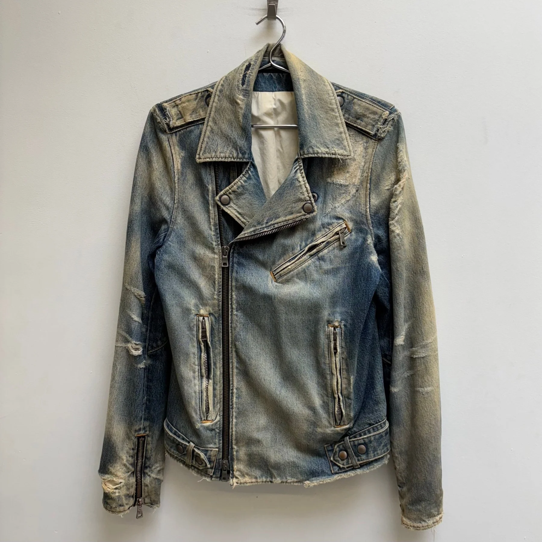 SS16 Balmain Distressed Denim Rider Jacket (Sample)