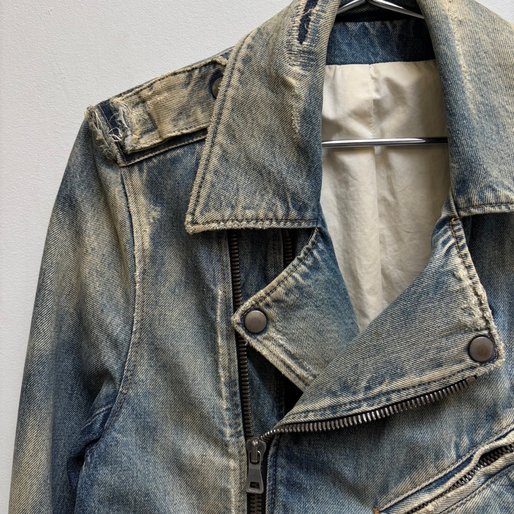 SS16 Balmain Distressed Denim Rider Jacket (Sample) - Image 4