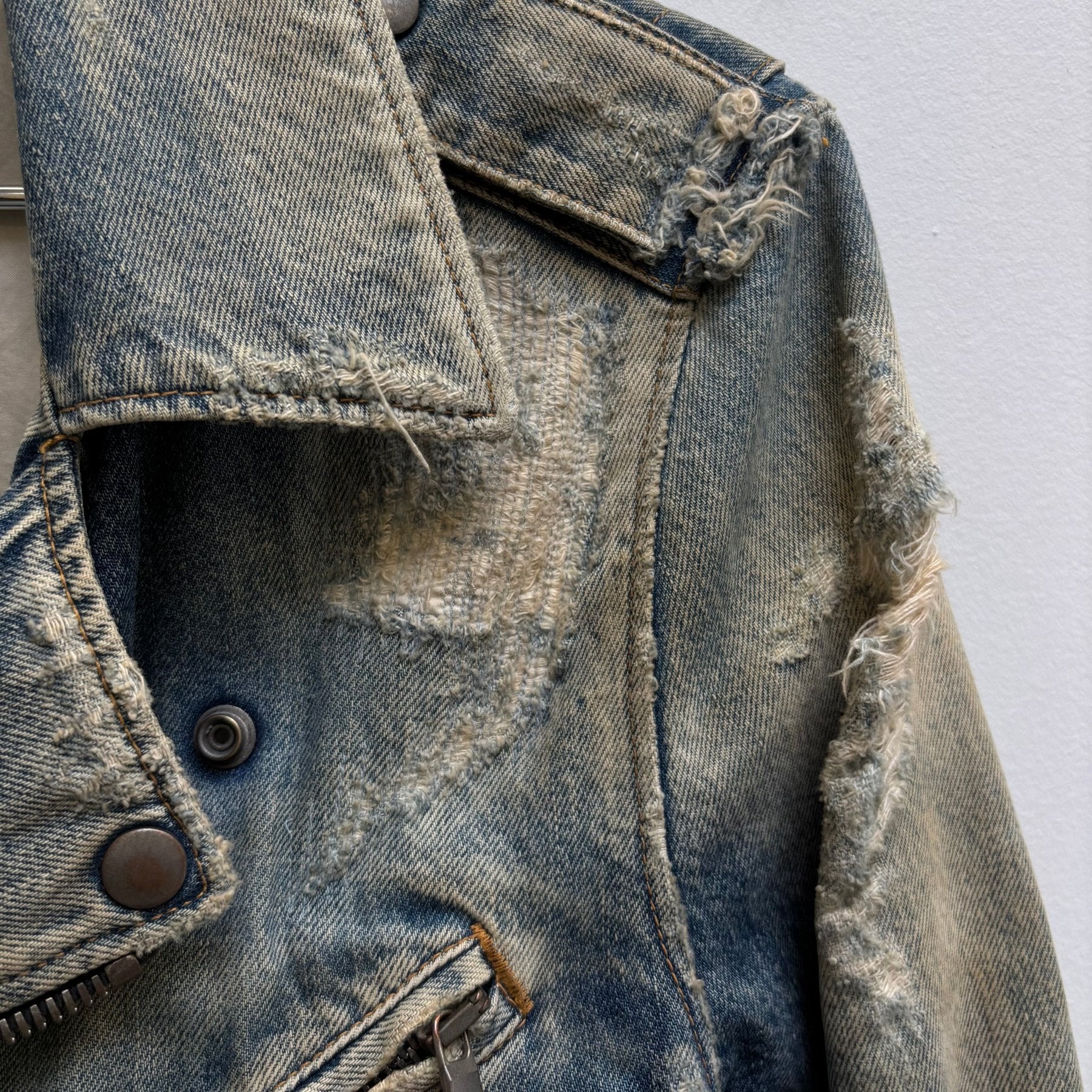 SS16 Balmain Distressed Denim Rider Jacket (Sample) - Image 7